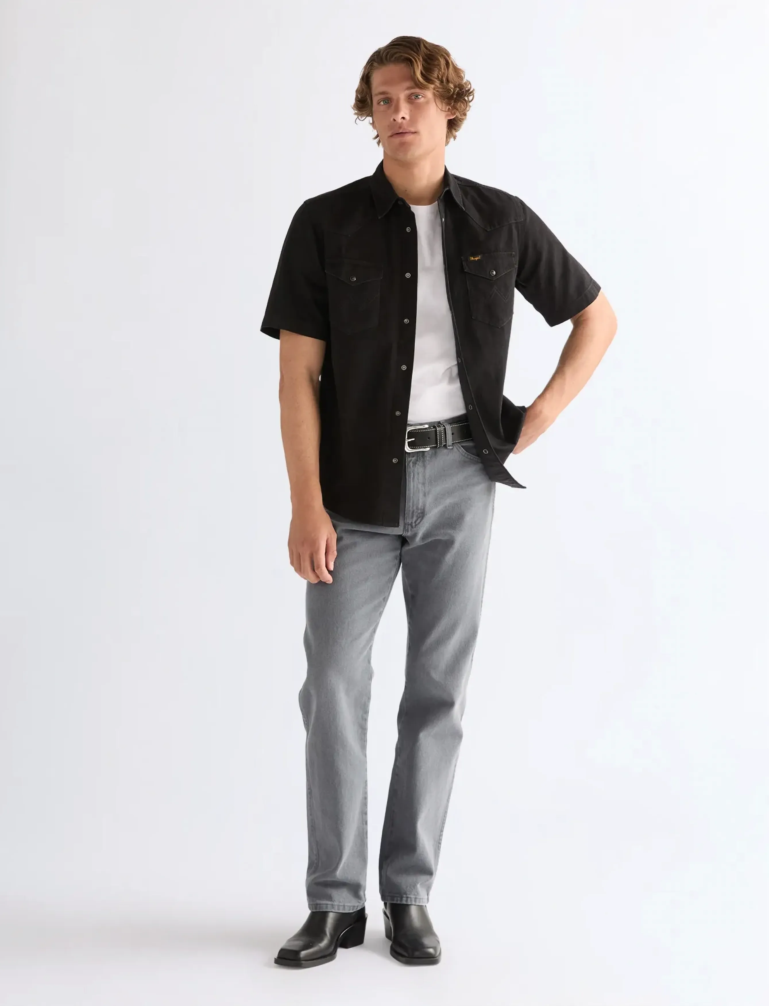 Wrangler - SS WESTERN SHIRT - jeansskjortor - rinse black - 4