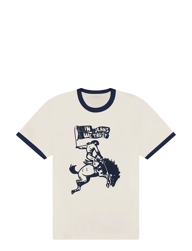 Wrangler - RINGER TEE - krótki rękaw - worn white - 1