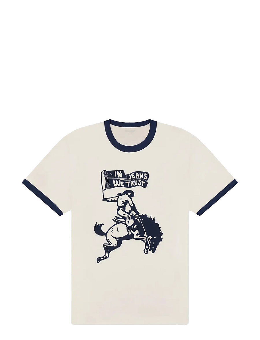 Wrangler - RINGER TEE - krótki rękaw - worn white - 1