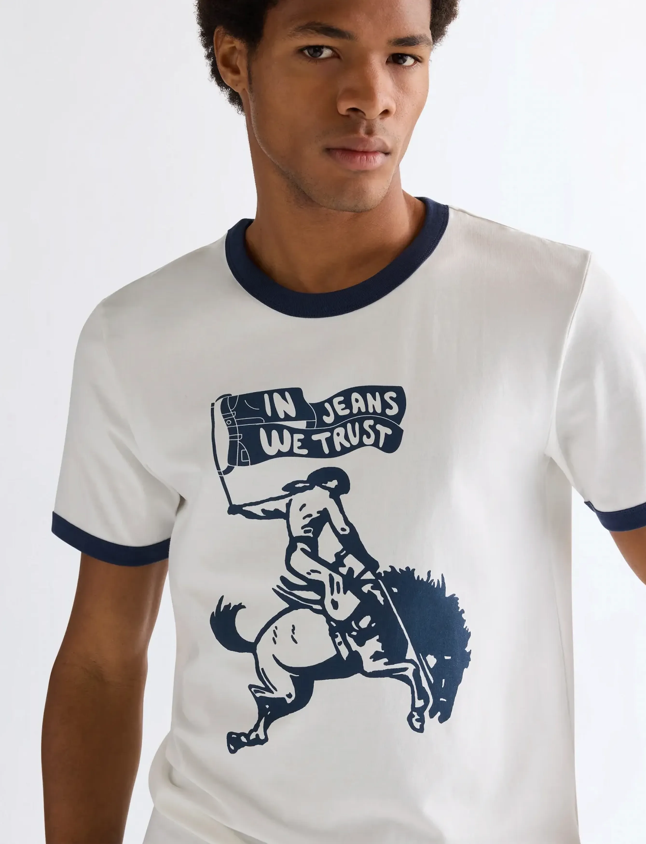 Wrangler - RINGER TEE - short-sleeved t-shirts - worn white - 4
