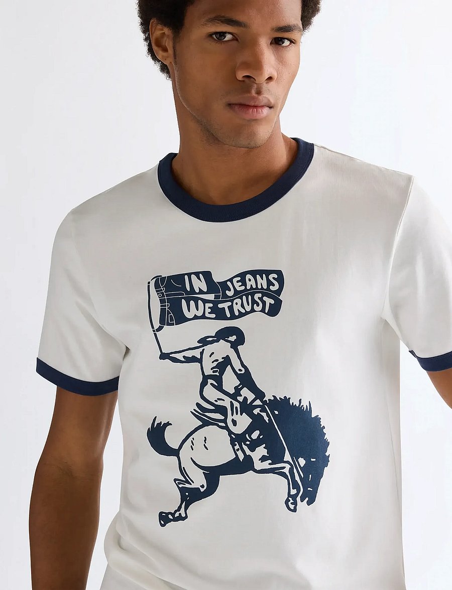 Wrangler - RINGER TEE - krótki rękaw - worn white - 4