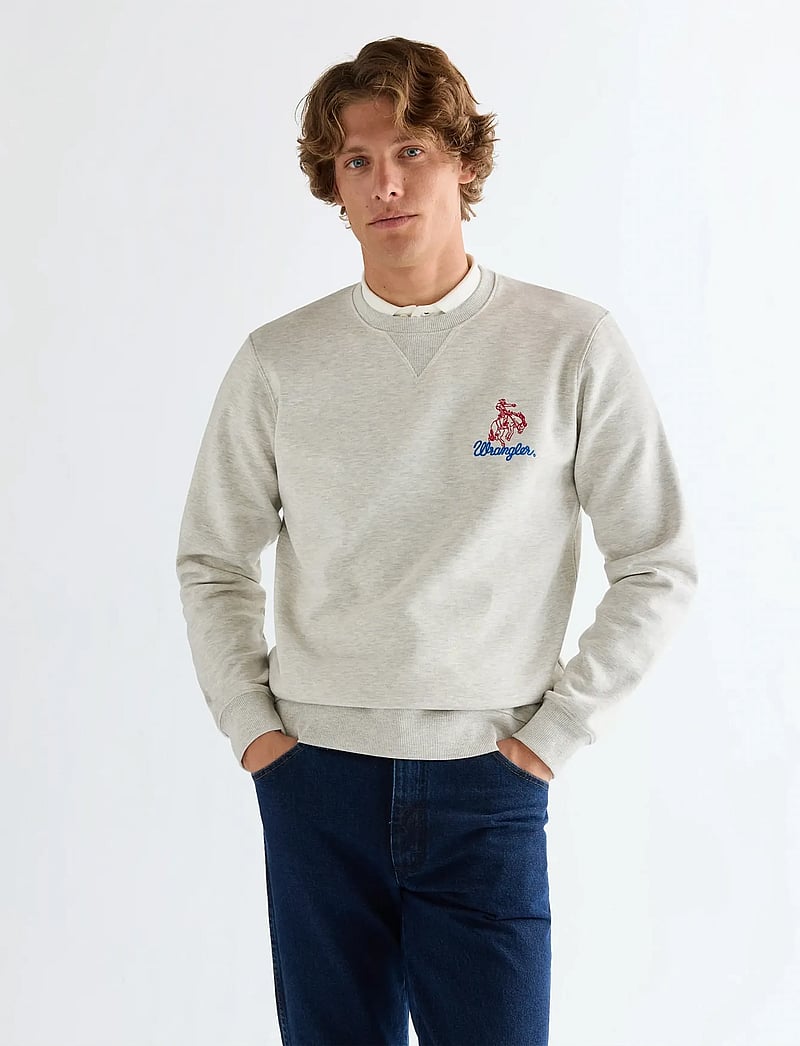 Wrangler - EMBROIDERY CREW - kollektionen - oat mel - 0