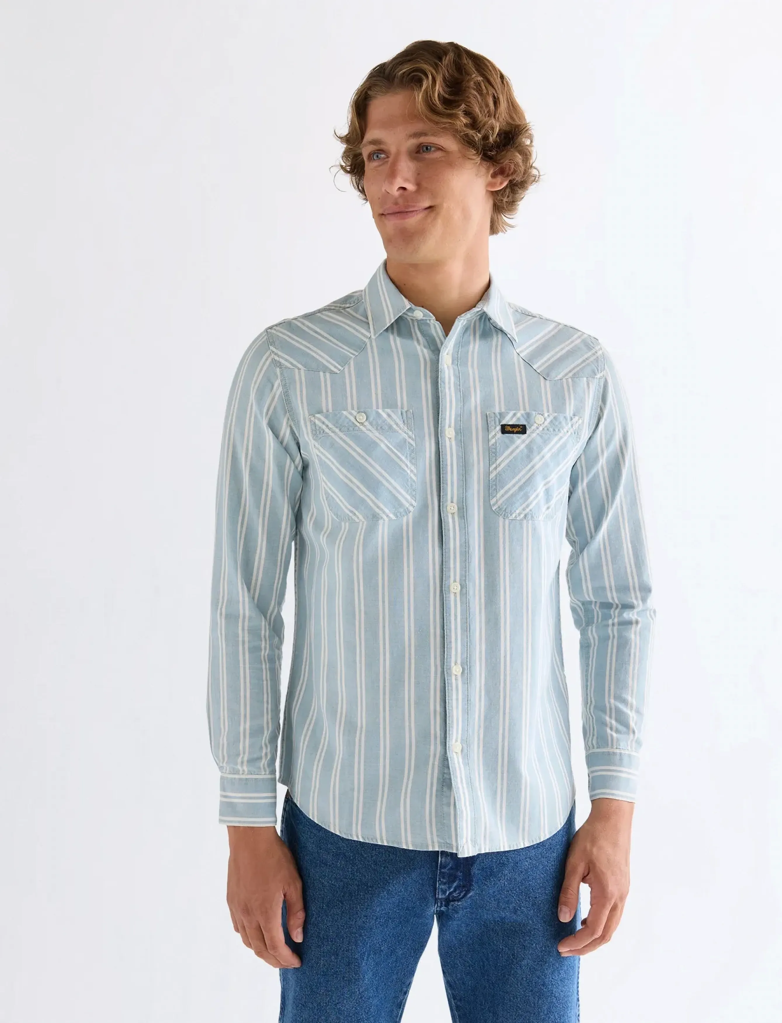 Wrangler CHAMBRAY SHIRT - Uutuudet - LIGHT STRIPE / blue