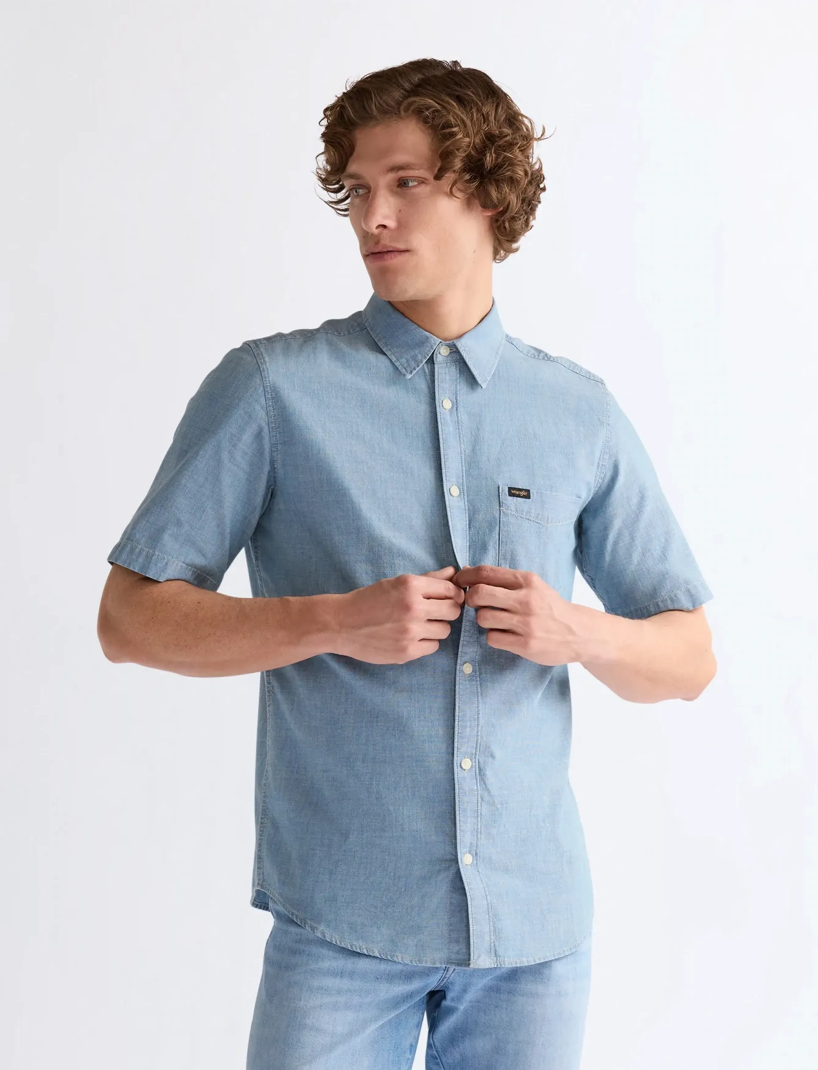 Wrangler SS CHAMBRAY SHIRT - Riided - INDIGO / blue