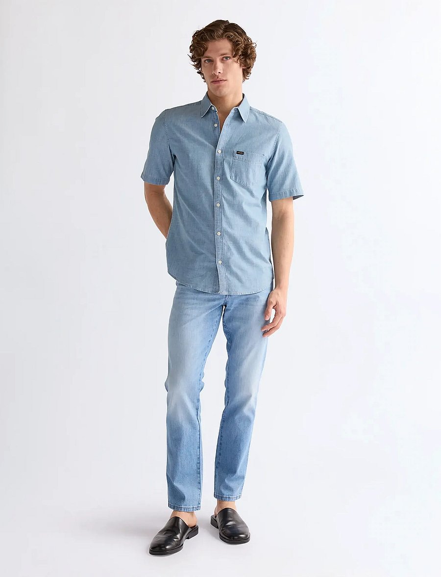 Wrangler - SS CHAMBRAY SHIRT - kurzarmhemden - indigo - 4