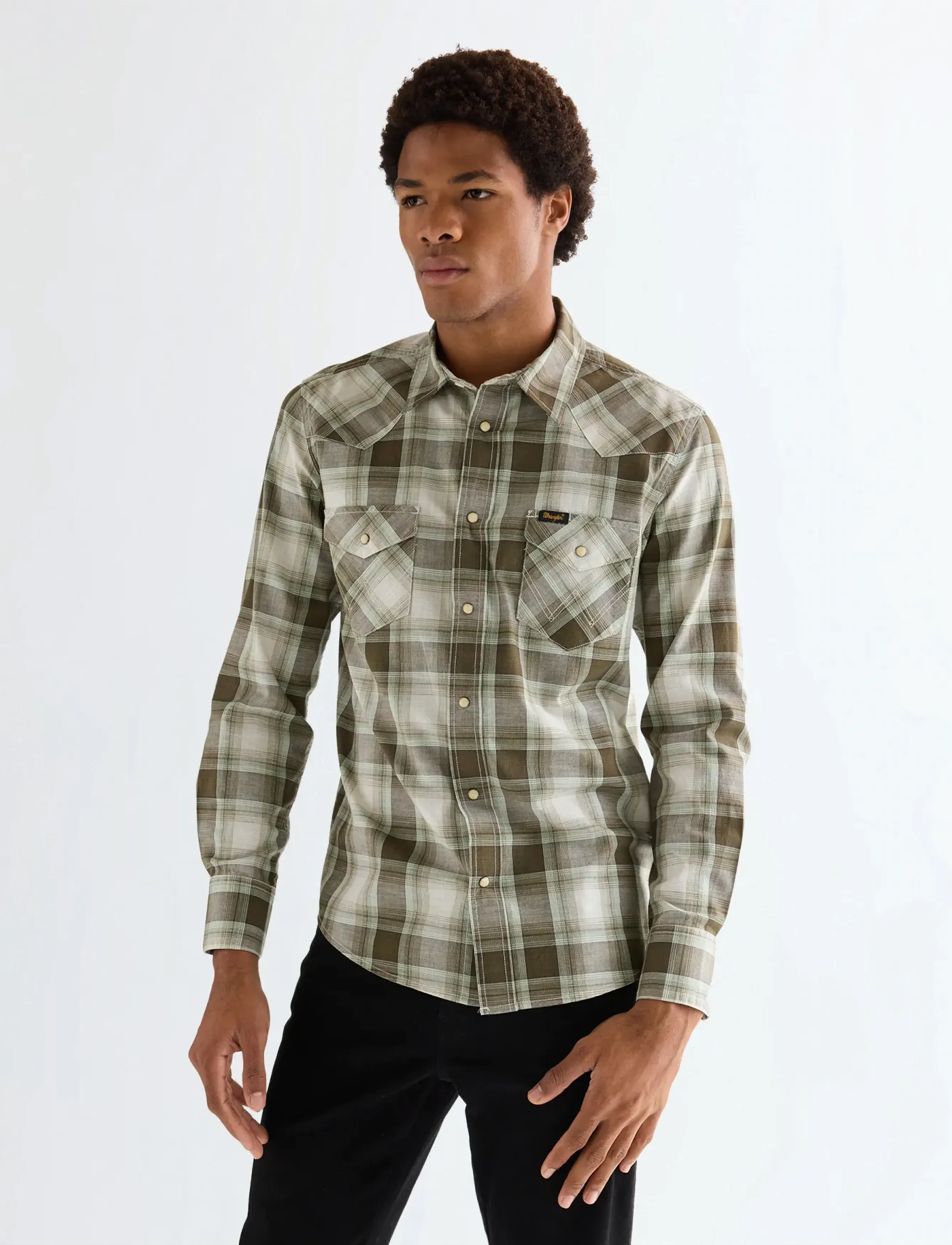 Wrangler WESTERN SHIRT - Kollektioner - GREEN TAN / multi