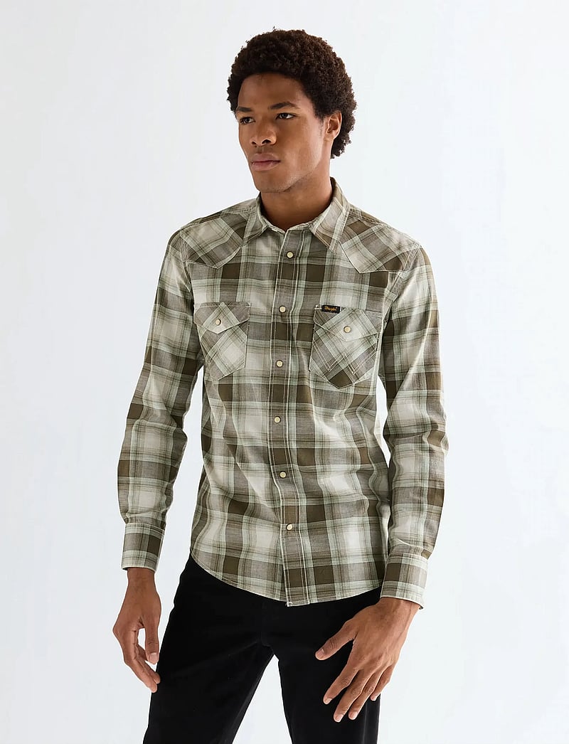 Wrangler - WESTERN SHIRT - jeanshemden - green tan - 0