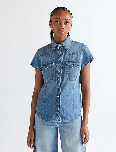 Wrangler SS STYLIZED WESTERN - Džinsa krekli - HAZY HORIZON / blue