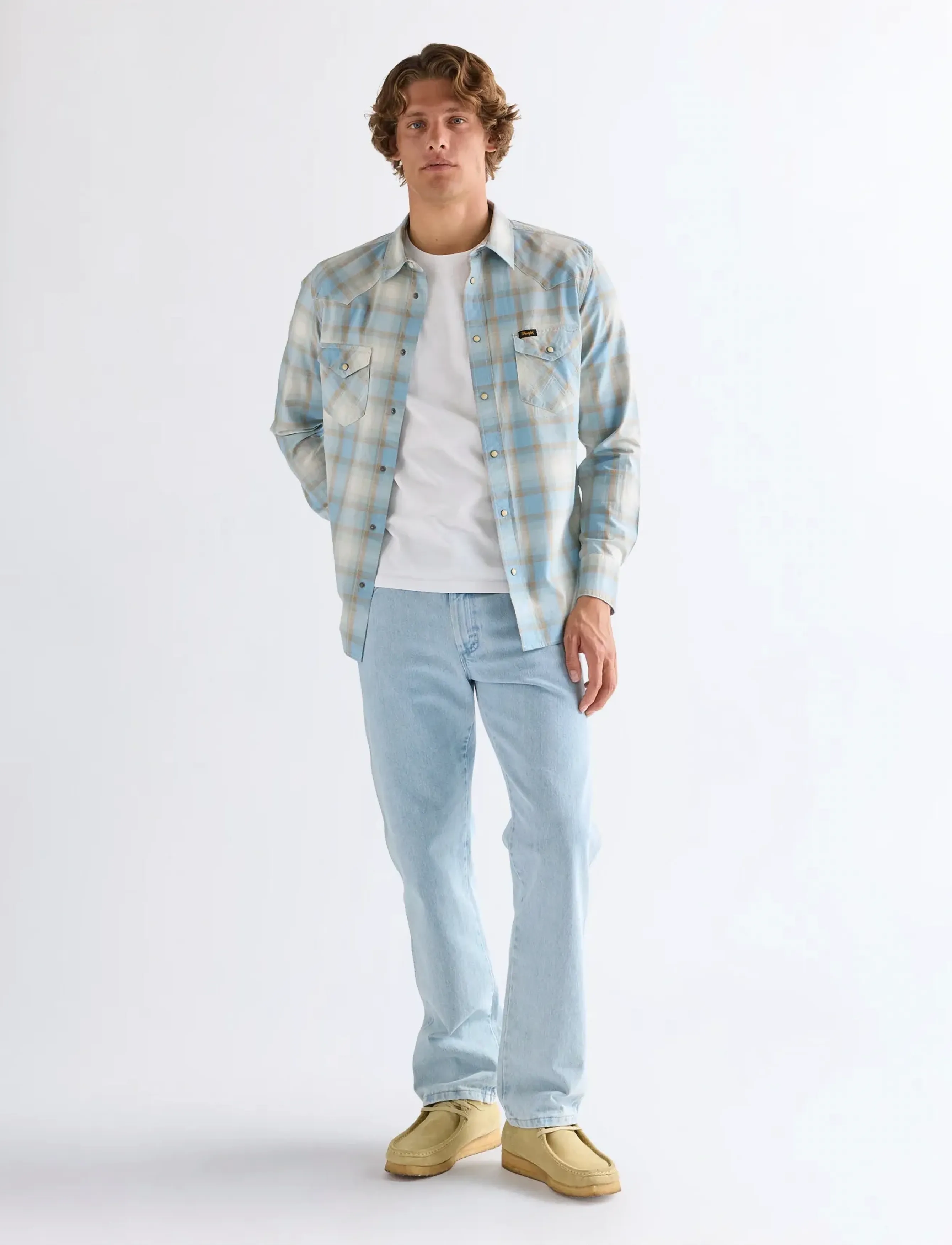 Wrangler - WESTERN SHIRT - rutede skjorter - blue tan - 4