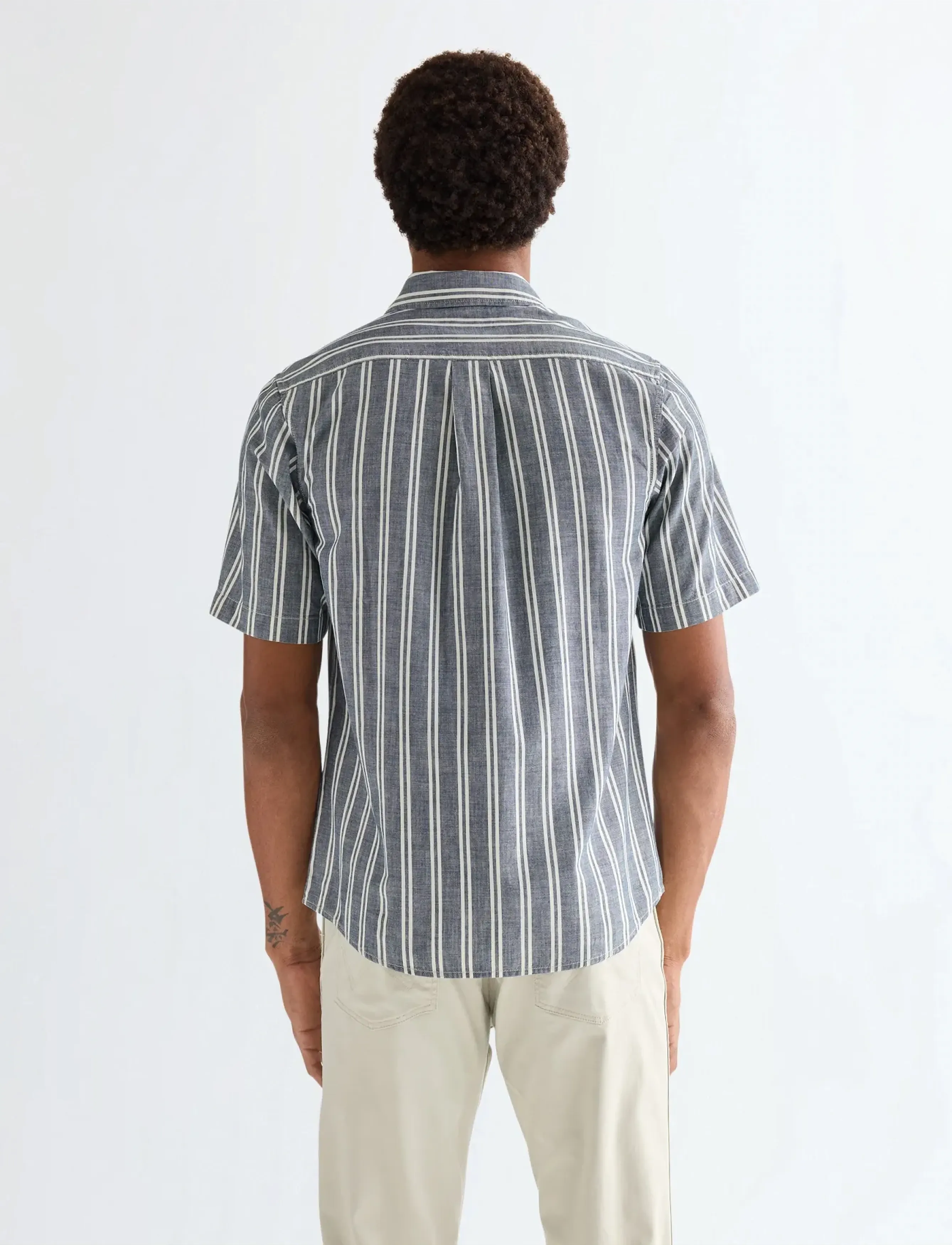 Wrangler - SS CHAMBRAY SHIRT - avslappede skjorter - dark stripe - 3