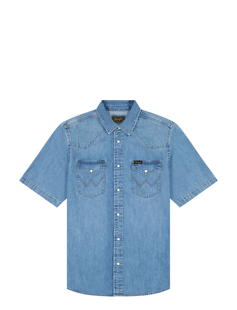 Wrangler - SS WESTERN SHIRT - teksasärgid - mid light wash - 1