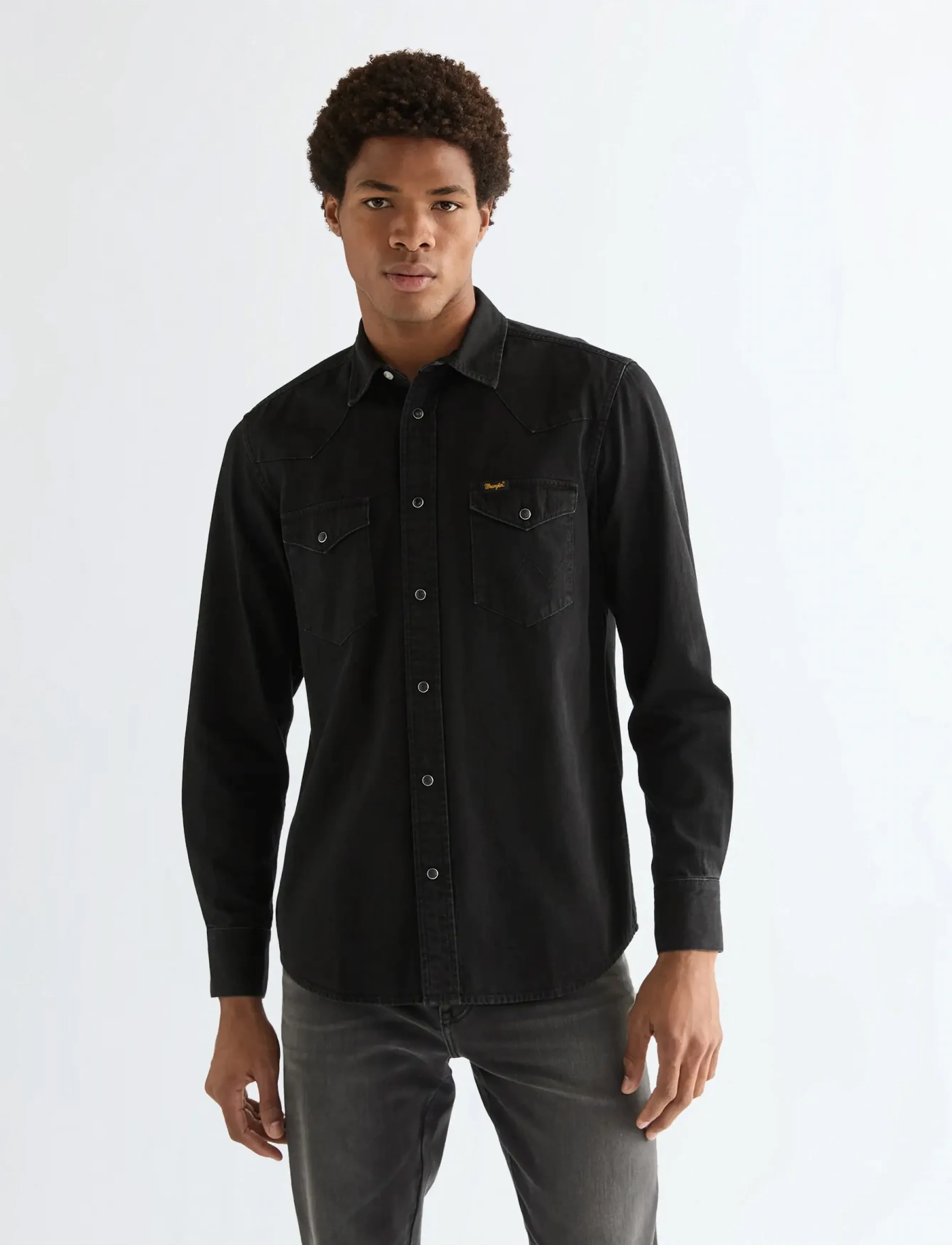 Wrangler WESTERN SHIRT - Skjorter - RINSE BLACK / grey
