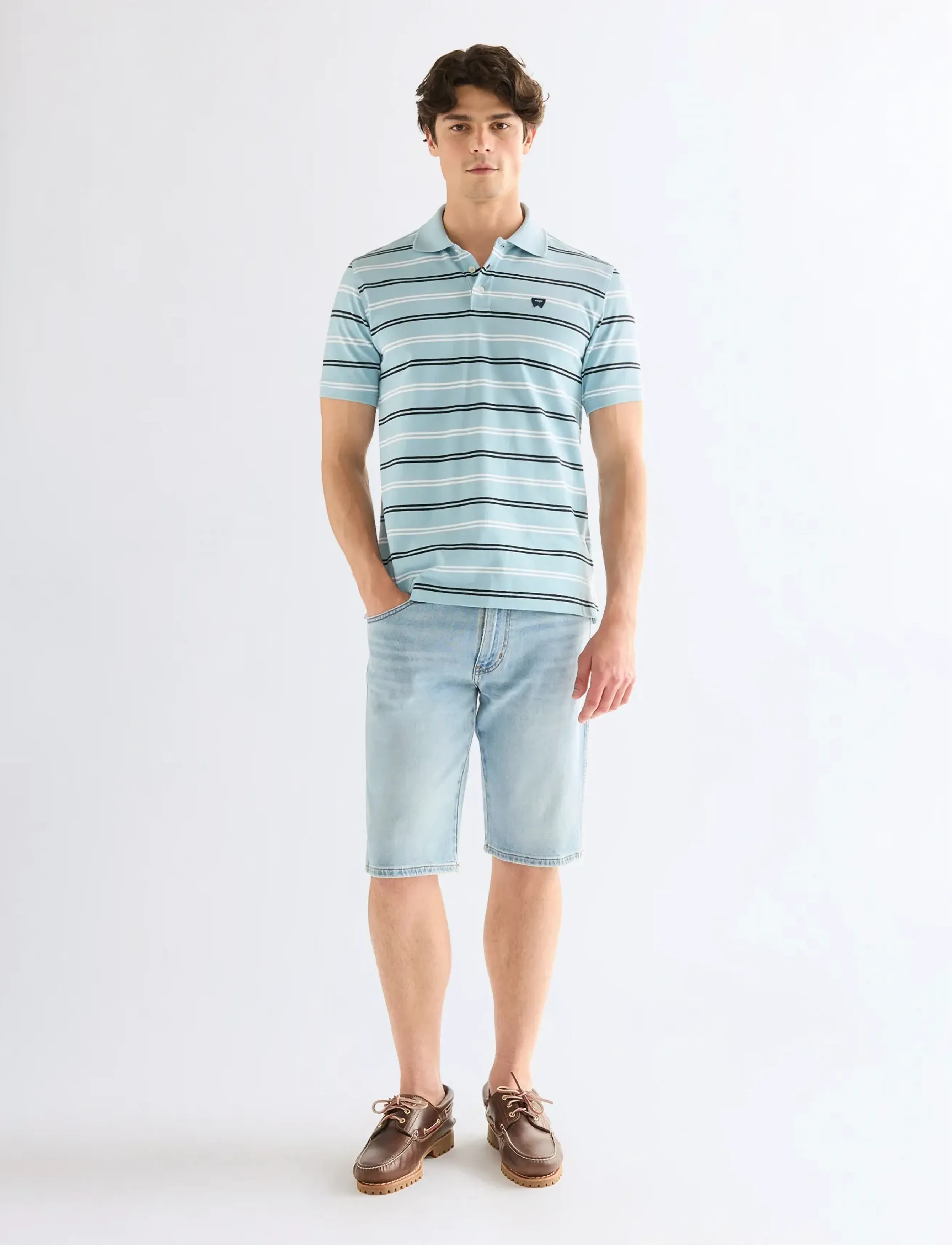 Wrangler - STRIPE POLO SHIRT - laveste priser - forget me not - 4