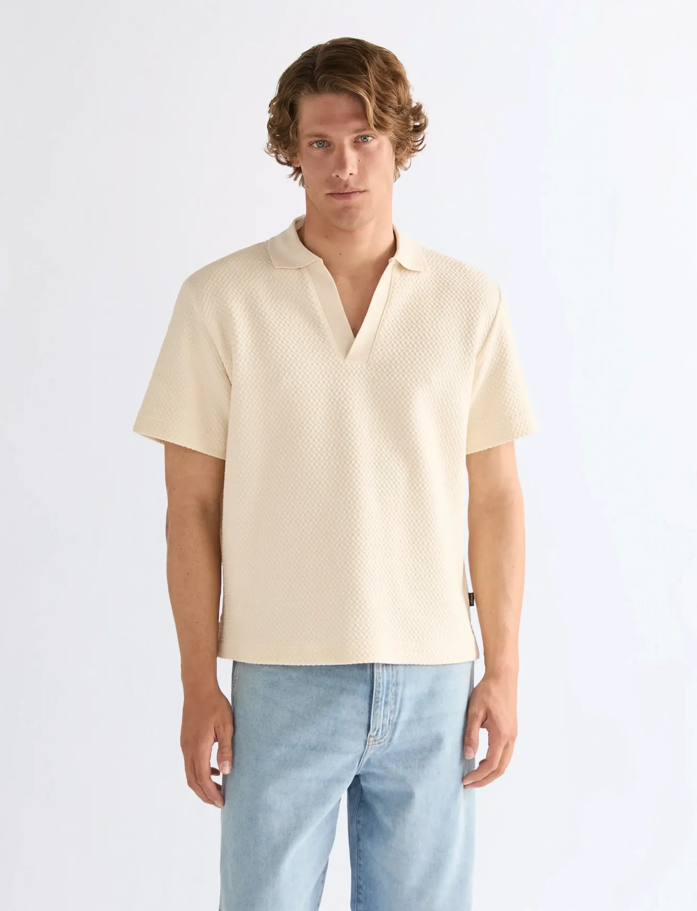 Wrangler SS POLO SWEATER - Knitwear - EGRET / cream