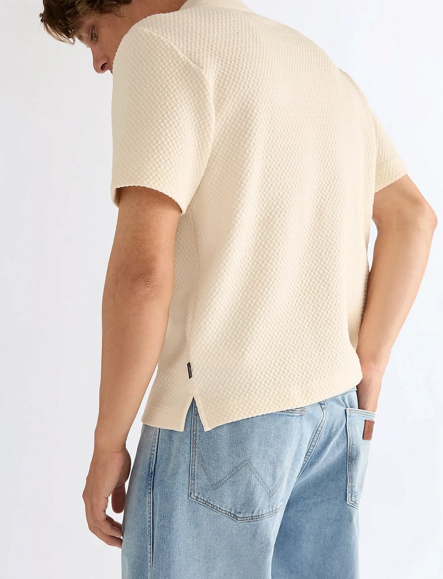Wrangler - SS POLO SWEATER - langärmlige strick-polohemden - egret - 5