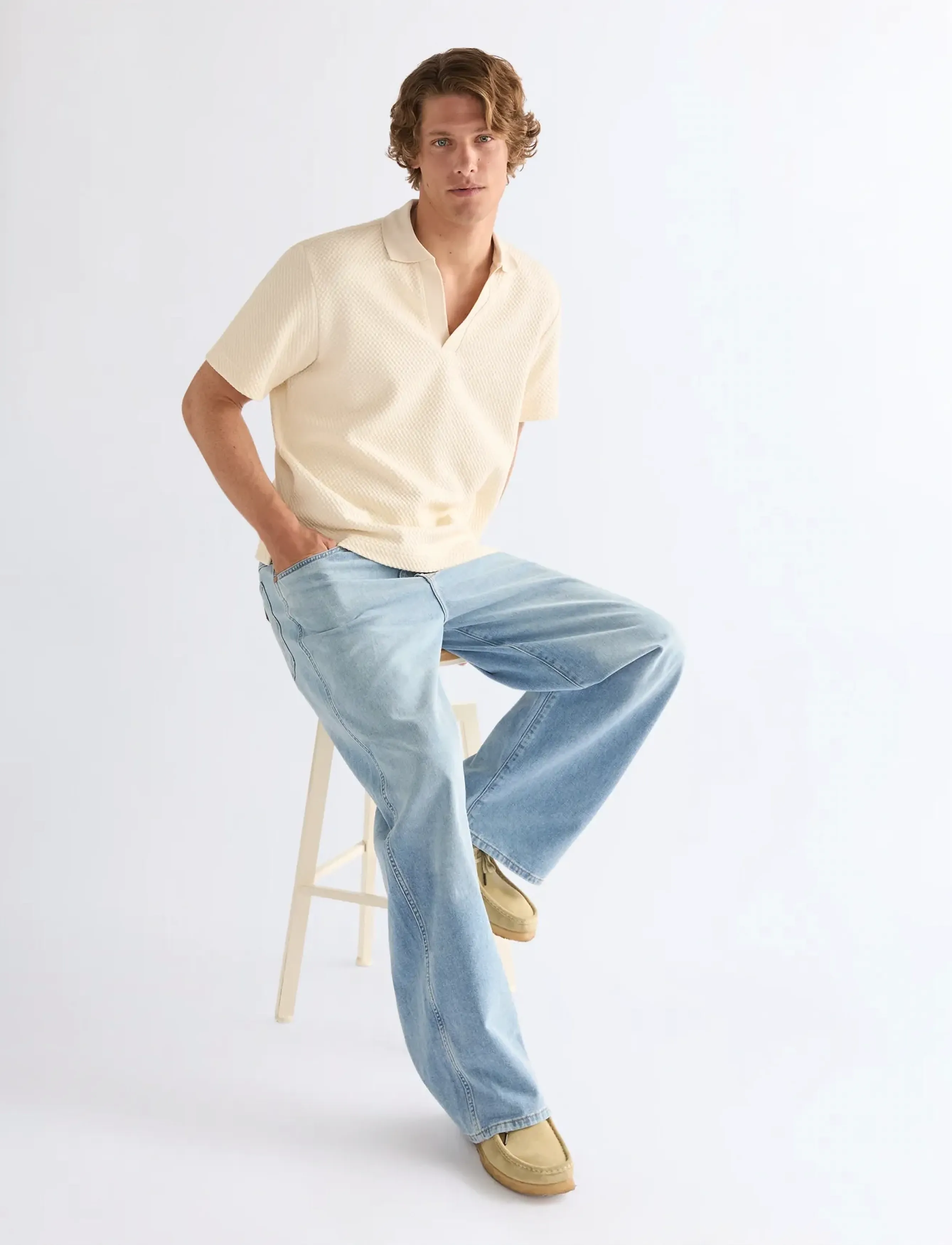 Wrangler SS POLO SWEATER - Strickmode - EGRET / cream