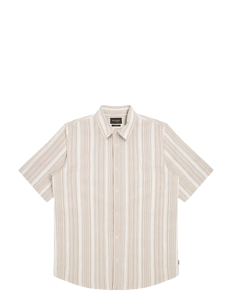 Wrangler - SS SHIRT - randiga skjortor - brown white - 1