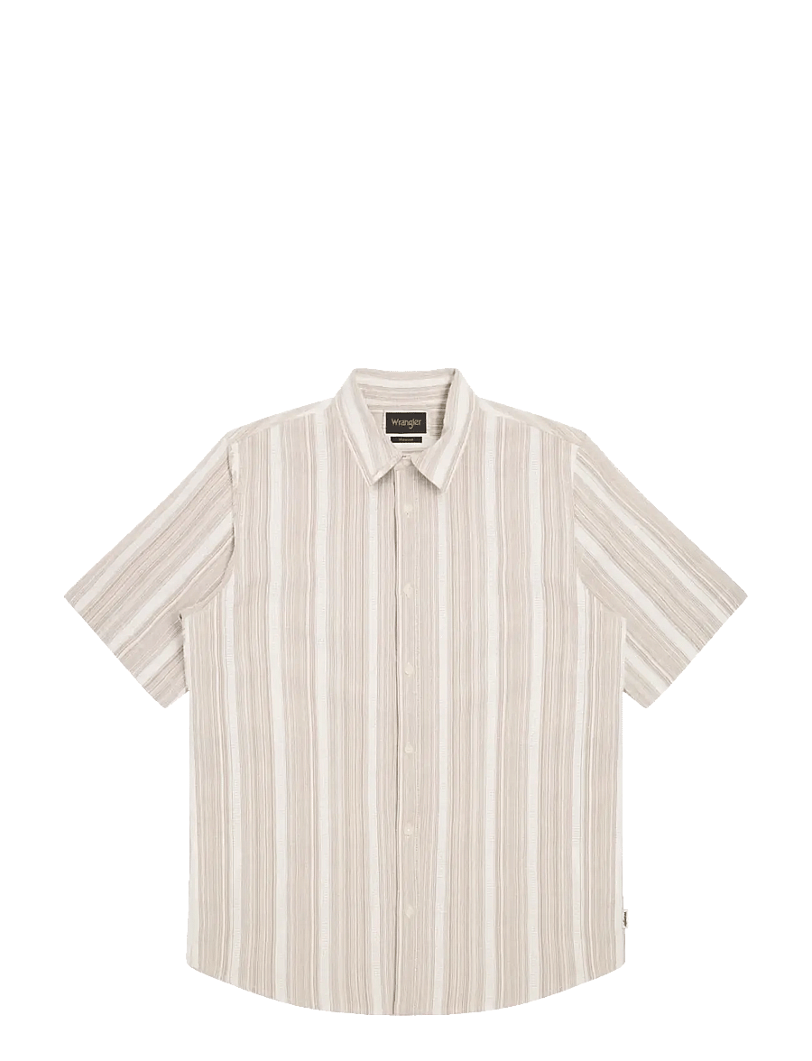 Wrangler - SS SHIRT - randiga skjortor - brown white - 1