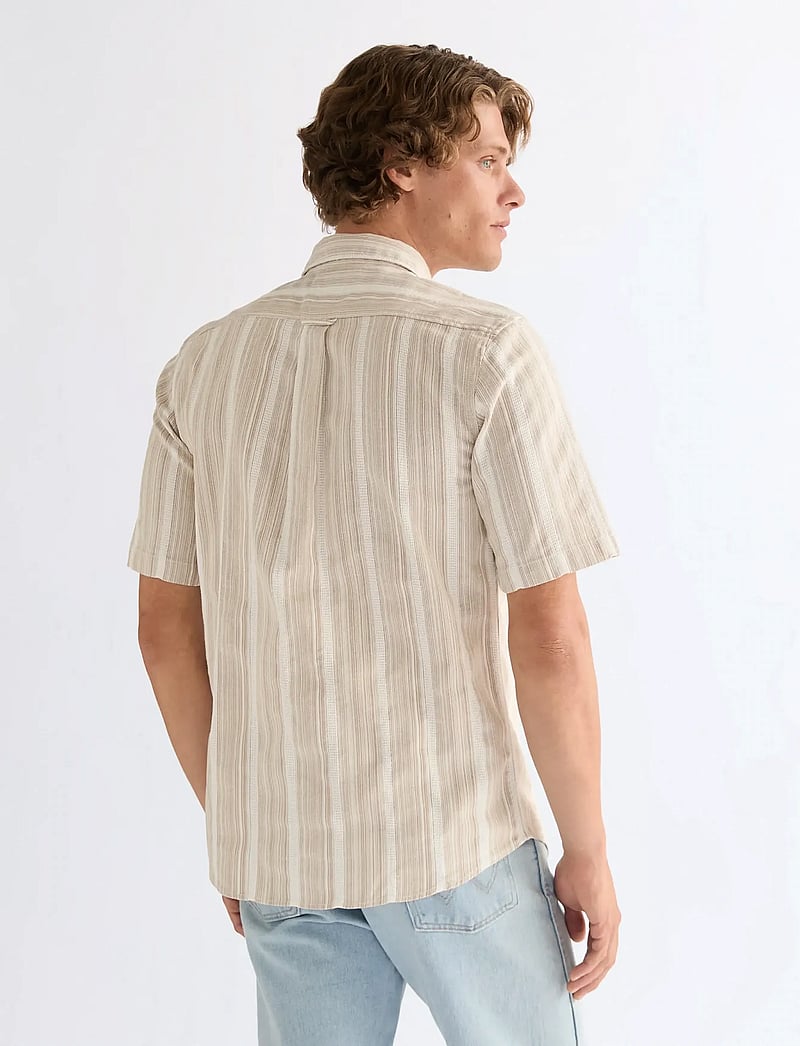 Wrangler - SS SHIRT - randiga skjortor - brown white - 2