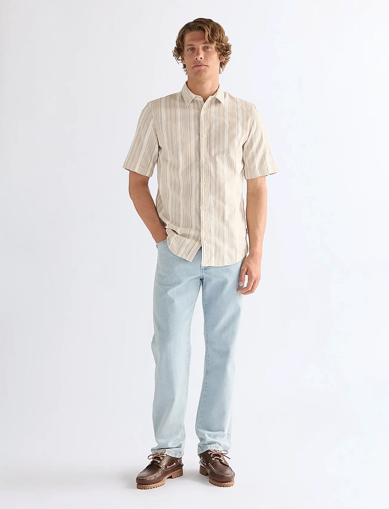 Wrangler - SS SHIRT - randiga skjortor - brown white - 3