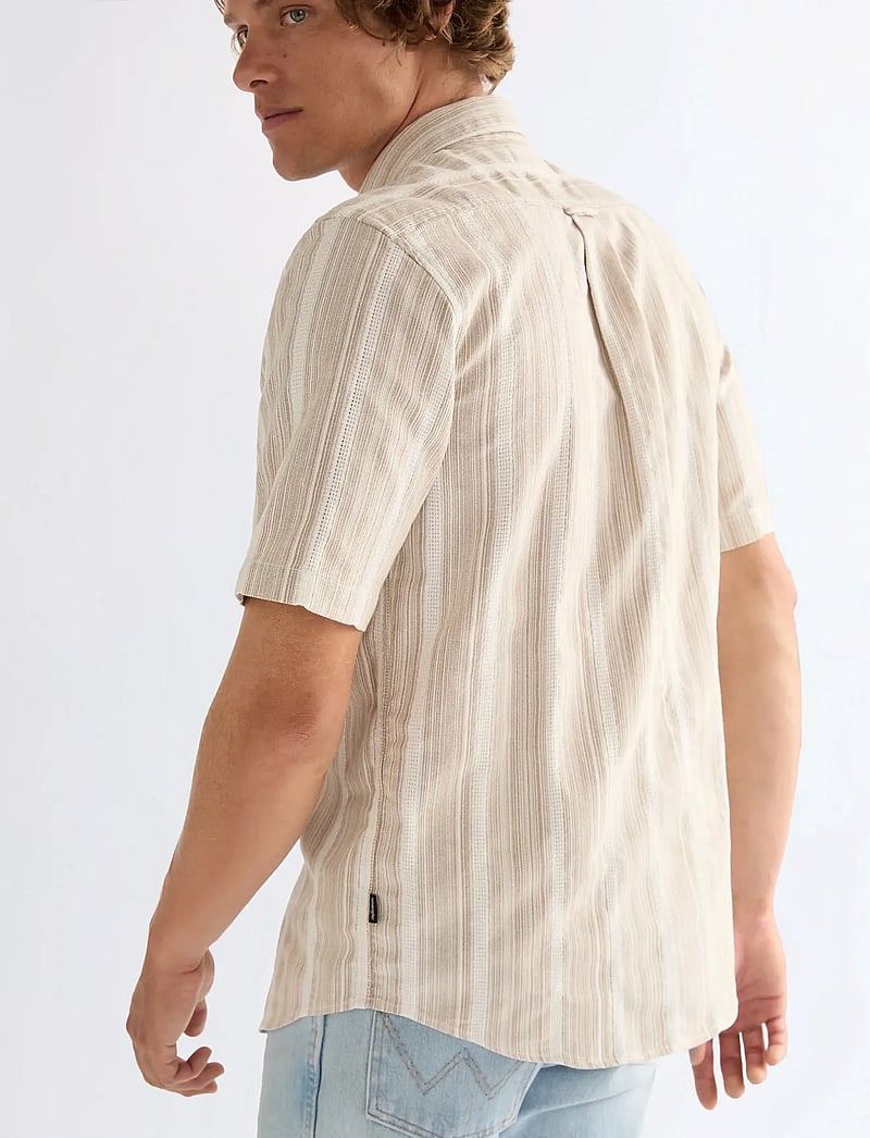 Wrangler - SS SHIRT - randiga skjortor - brown white - 4