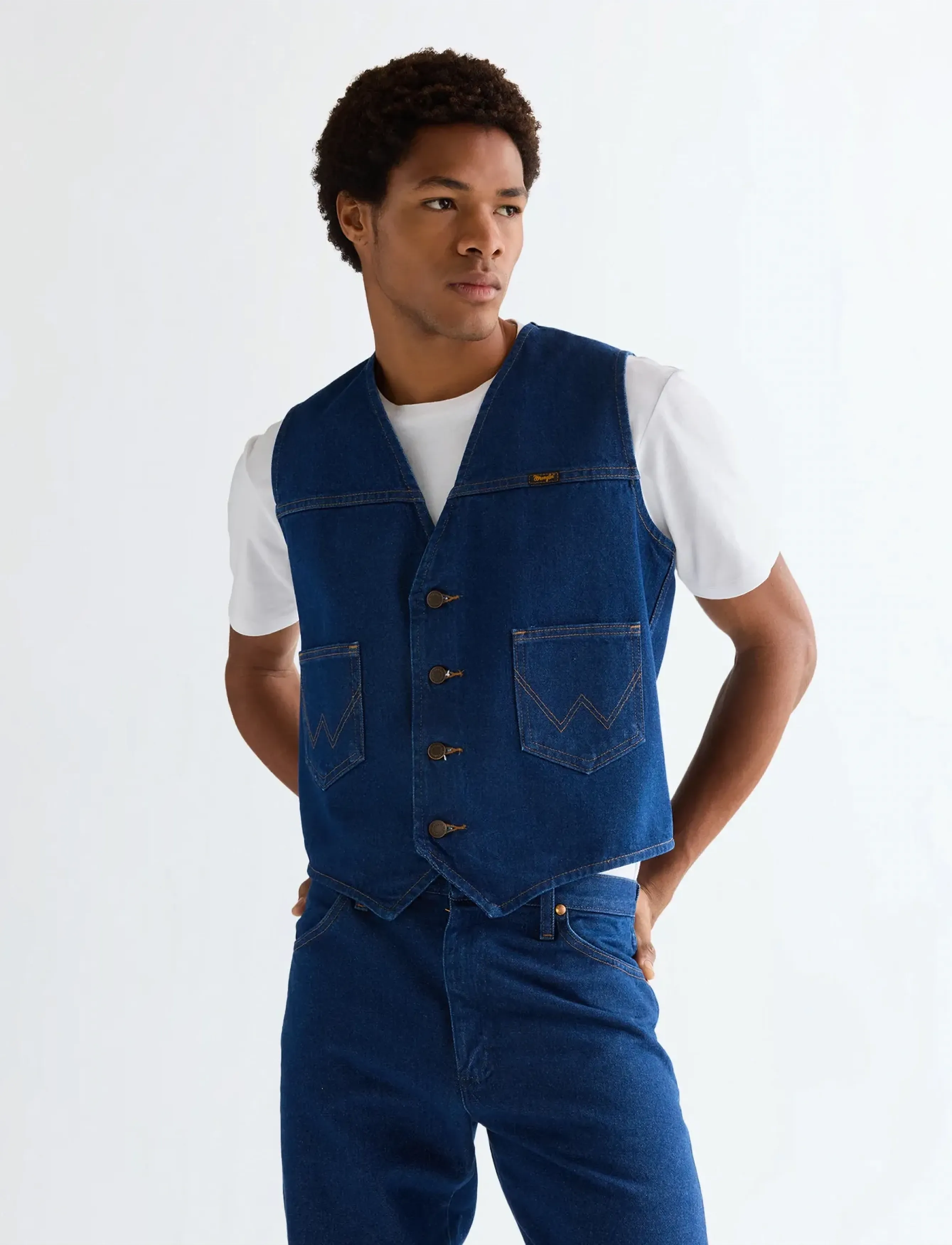 Wrangler COWBOY CUT VEST - Veste - PREWASHED INDIGO / blue