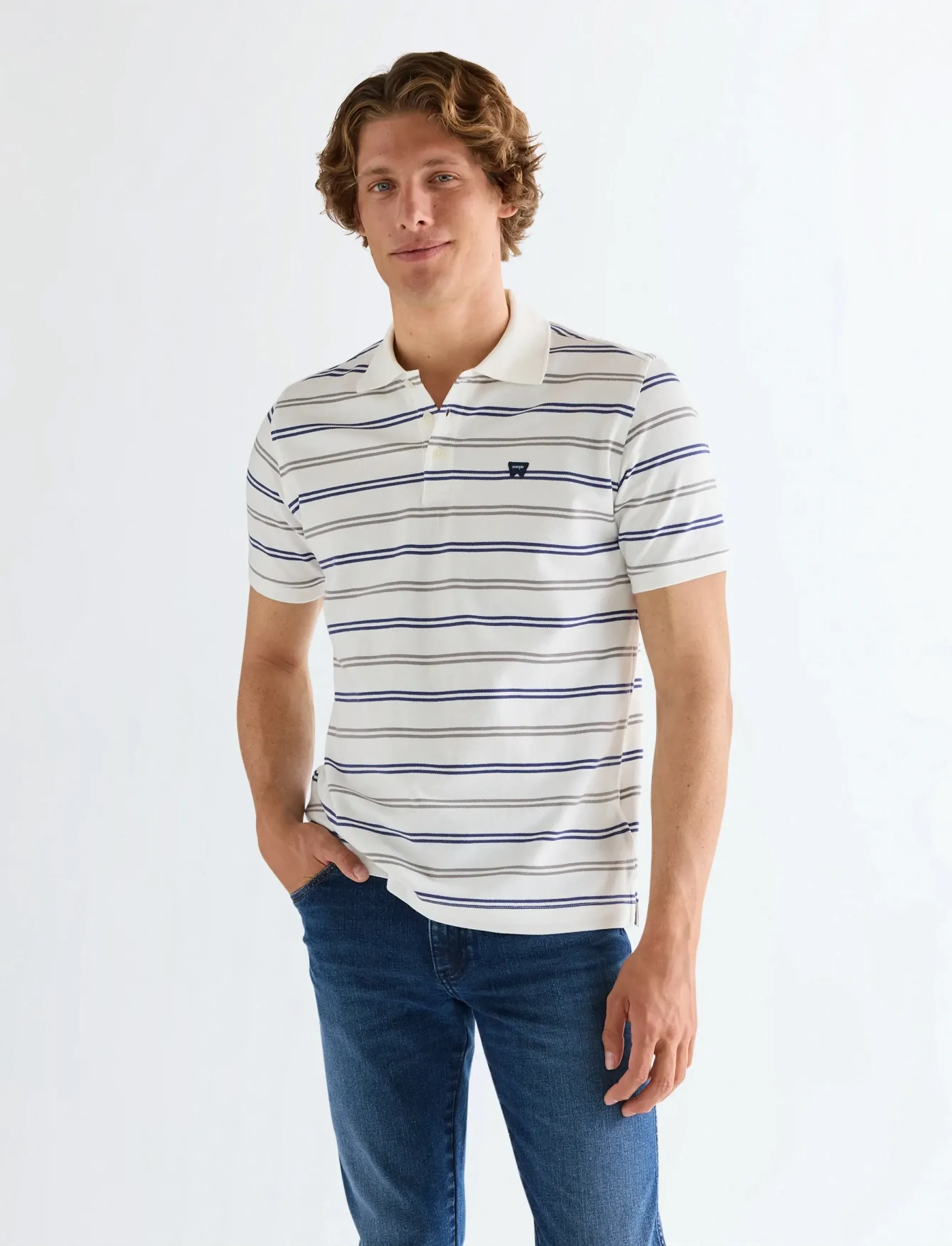 Wrangler STRIPE POLO SHIRT - Skjorter - WORN WHITE / white