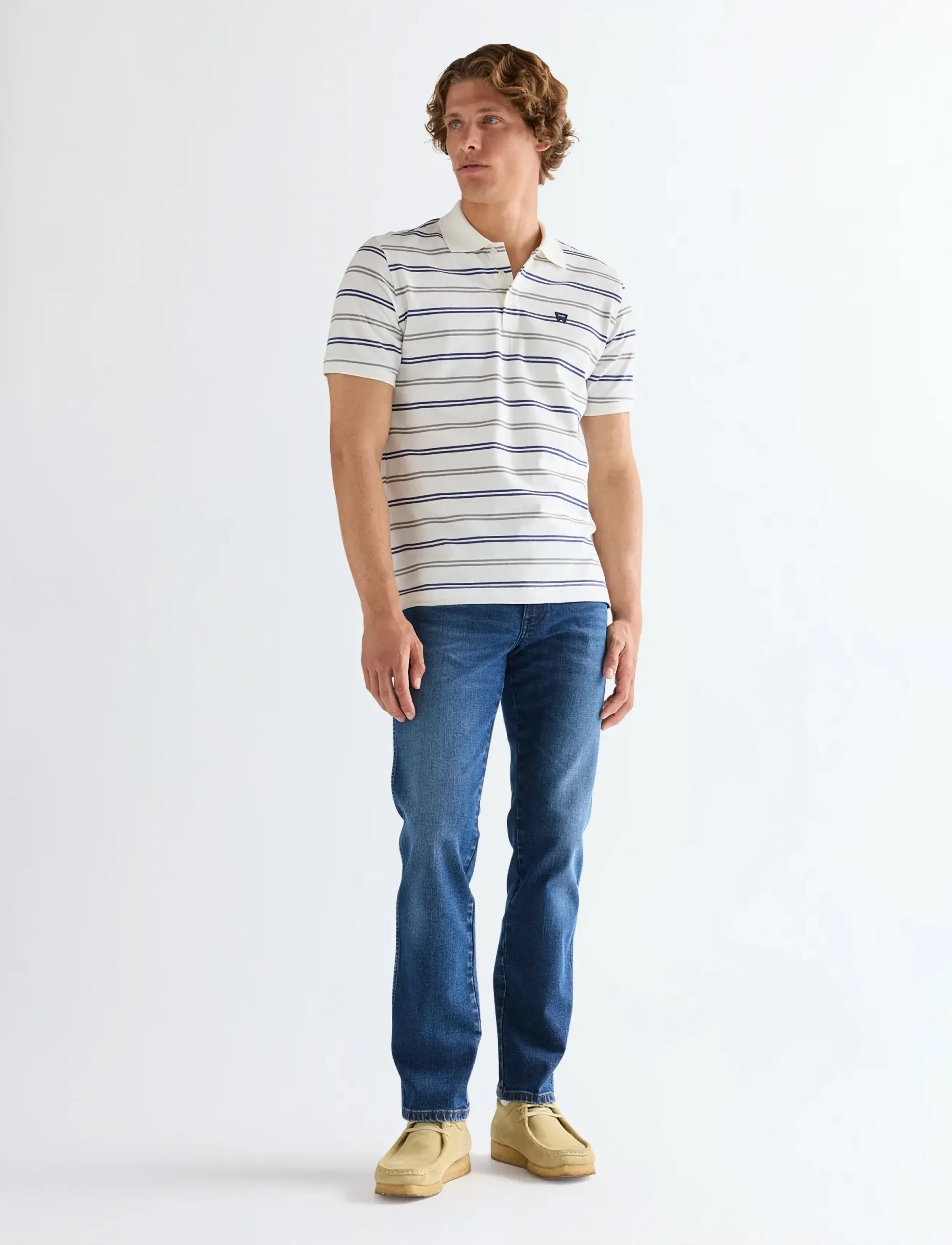 Wrangler - STRIPE POLO SHIRT - laveste priser - worn white - 4