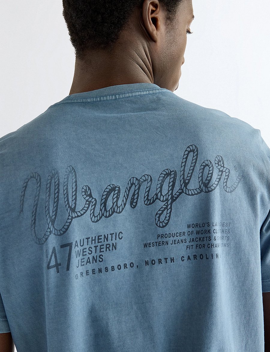 Wrangler - GRAPHIC TEE - kurzärmelige t-shirts - bering sea - 5