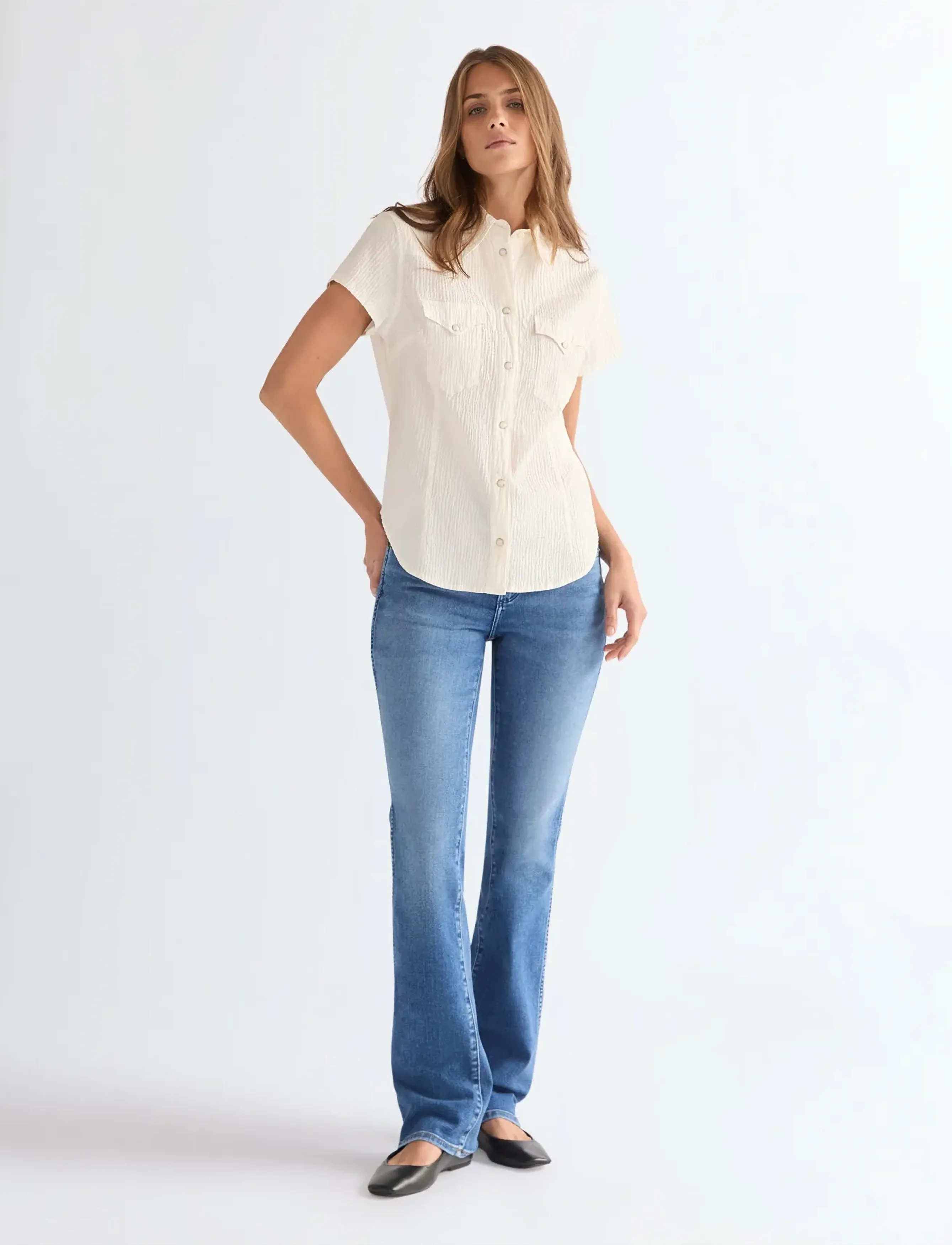 Wrangler - SS STYLIZED WESTERN - kurzärmlige hemden - egret - 4