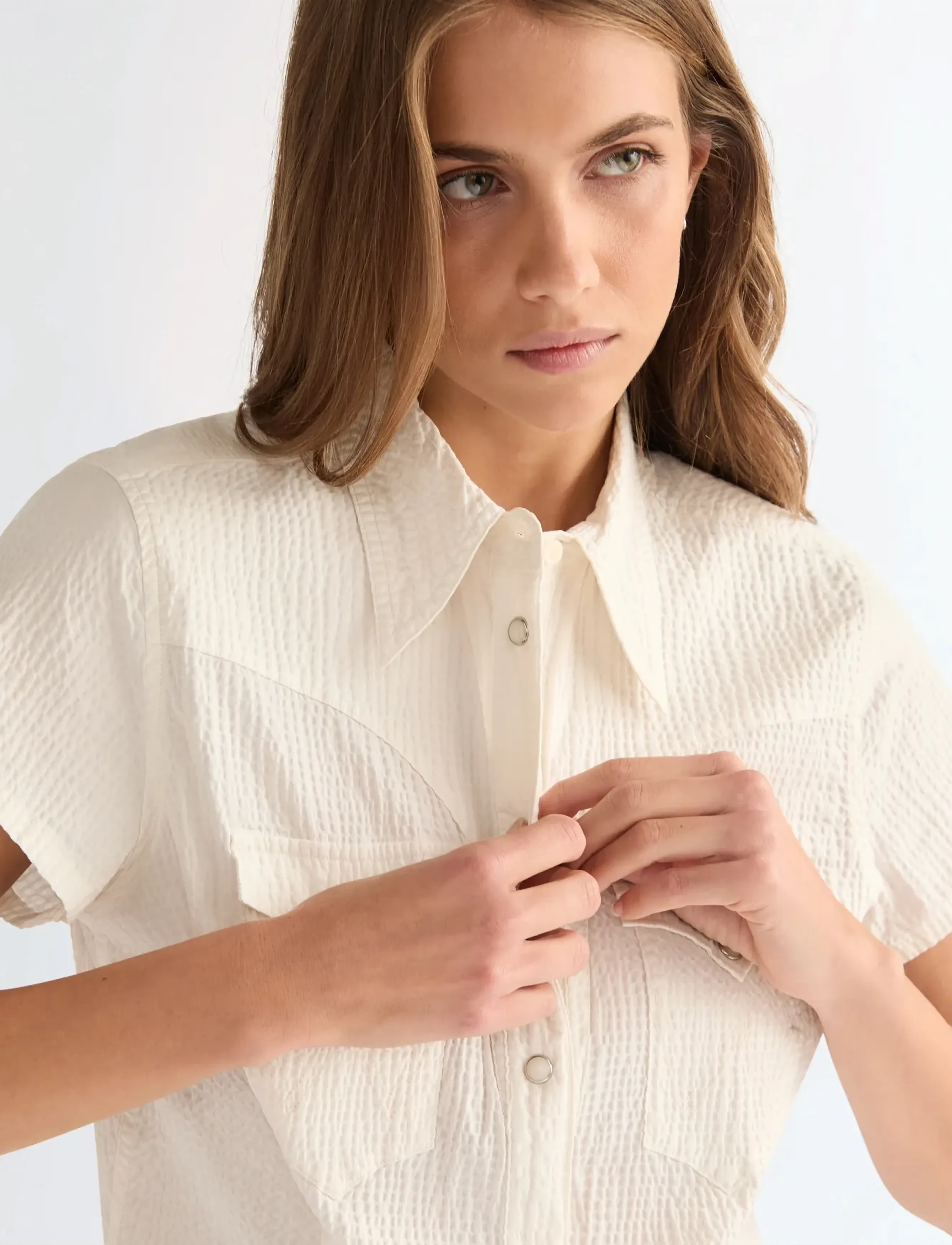 Wrangler - SS STYLIZED WESTERN - kurzärmlige hemden - egret - 5