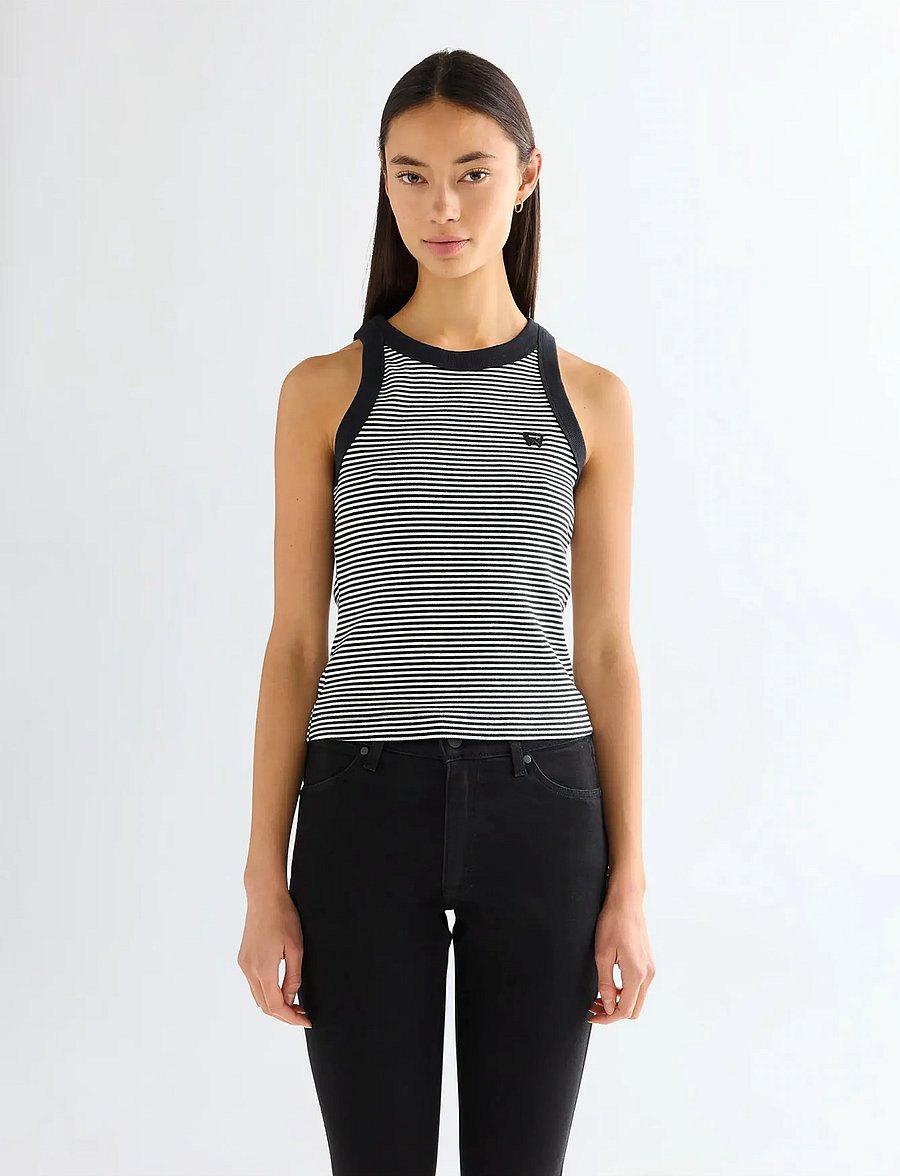 Wrangler - RINGER TANK - crop tops - black - 0