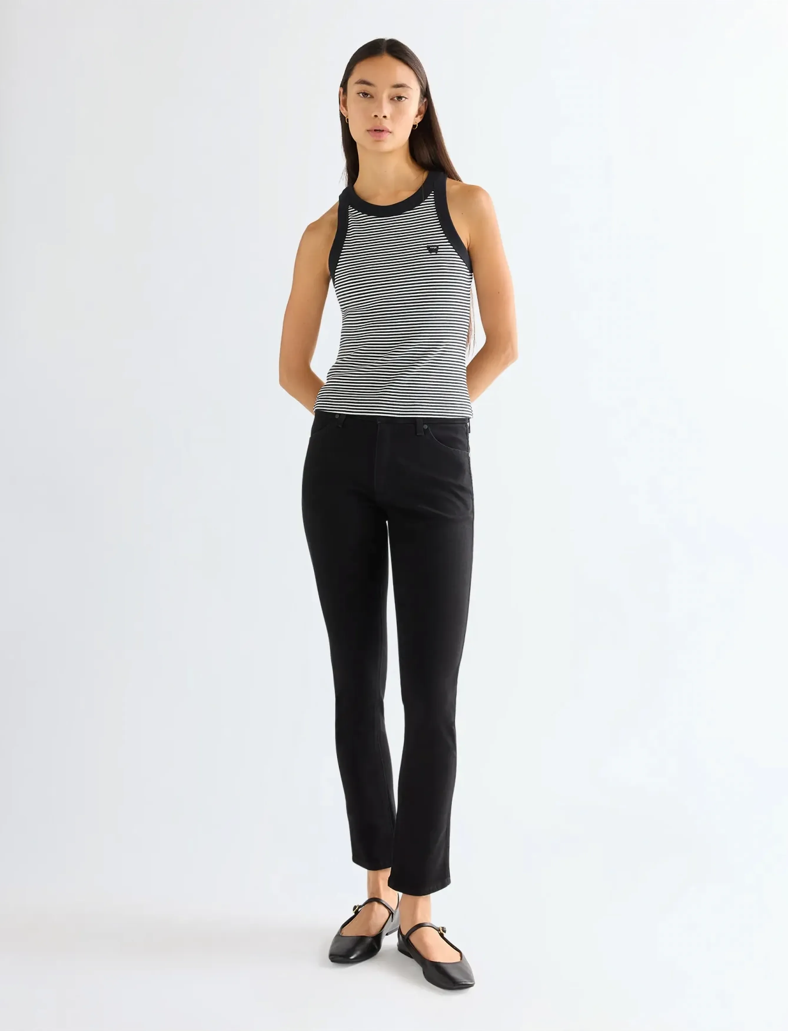Wrangler - RINGER TANK - crop tops - black - 4