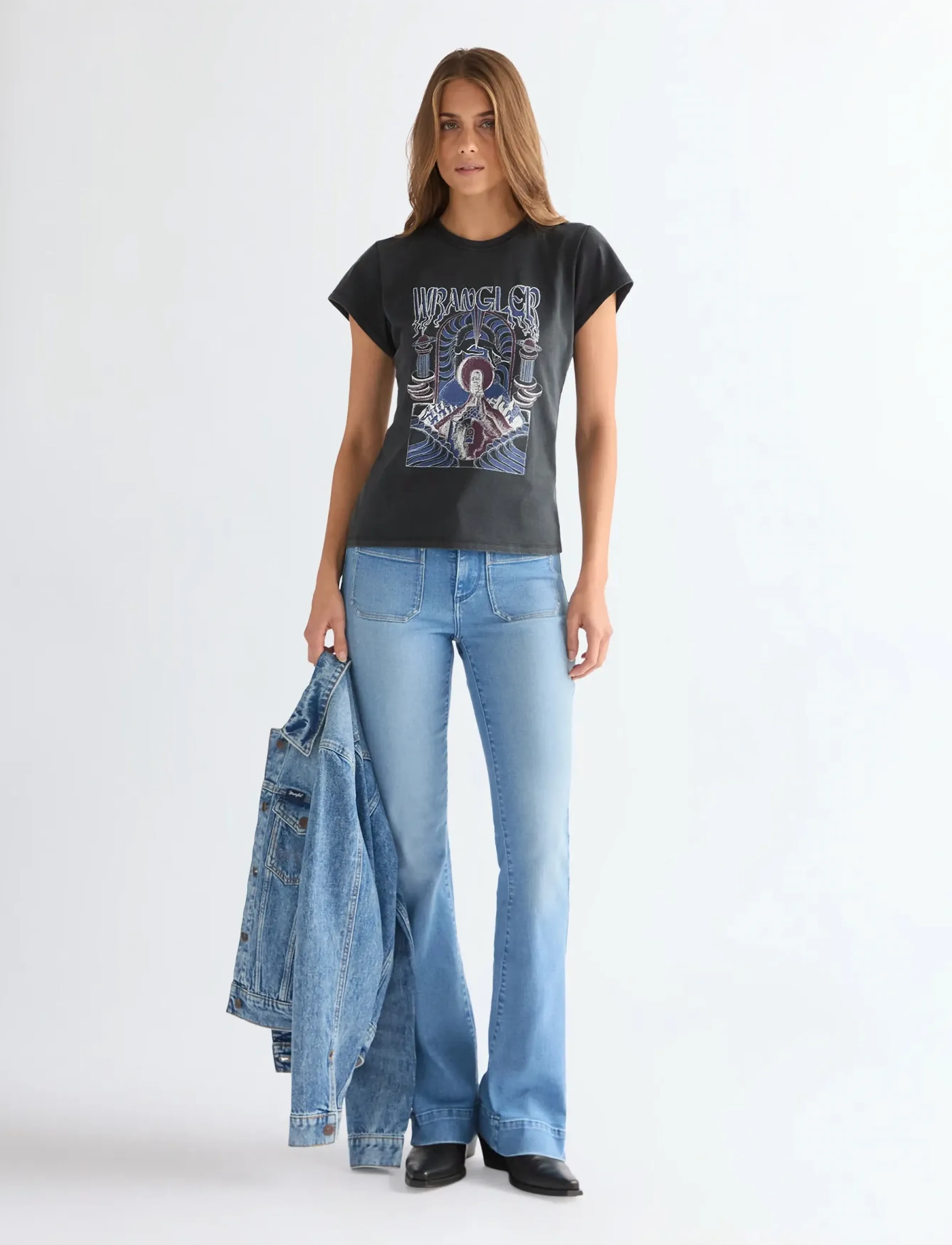 Wrangler - SHRUNKEN BAND TEE - t-skjorter - faded black - 4