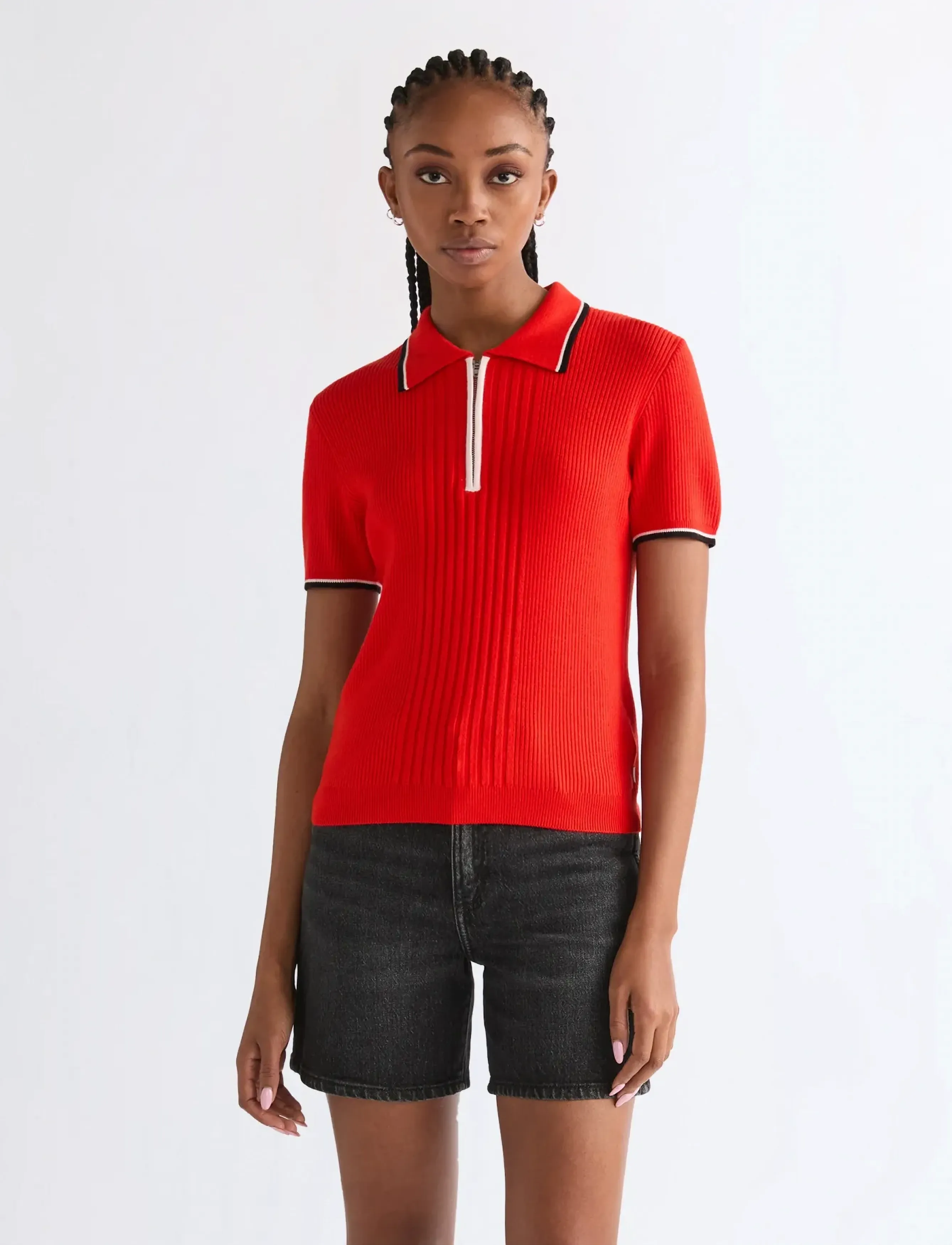 Wrangler QUARTER ZIP POLO - T-shirts & Toppe - FLAME SCARLET / red