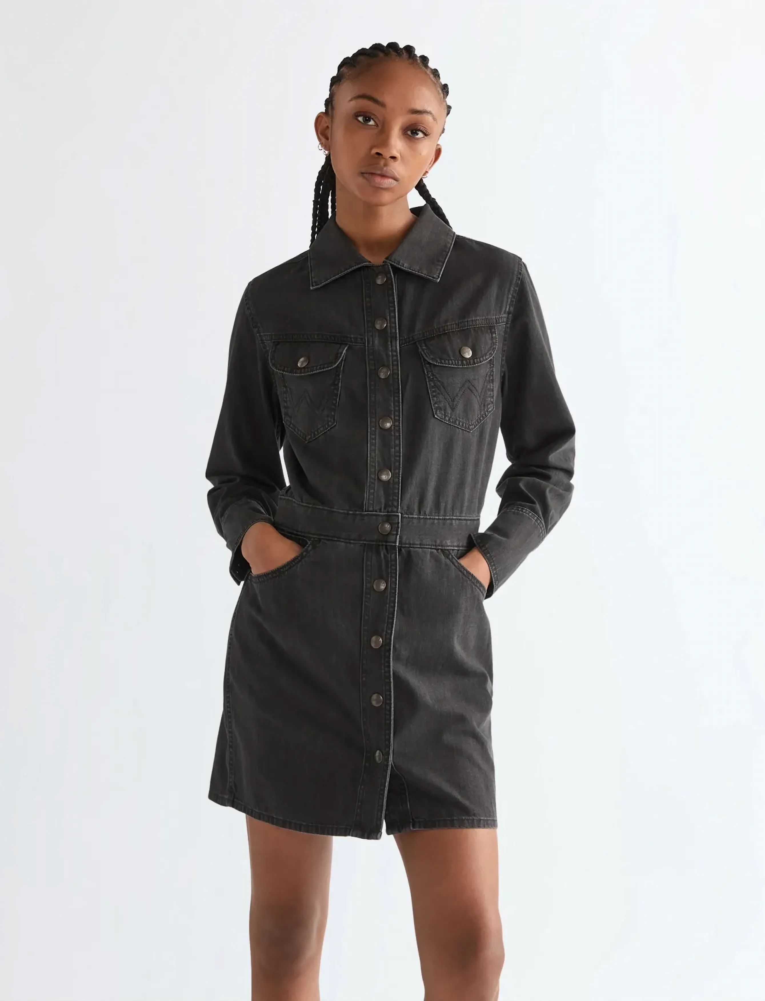 Wrangler TRAIL TRENCH DRESS - Kläder - SPEEDWAY SMOKE / black