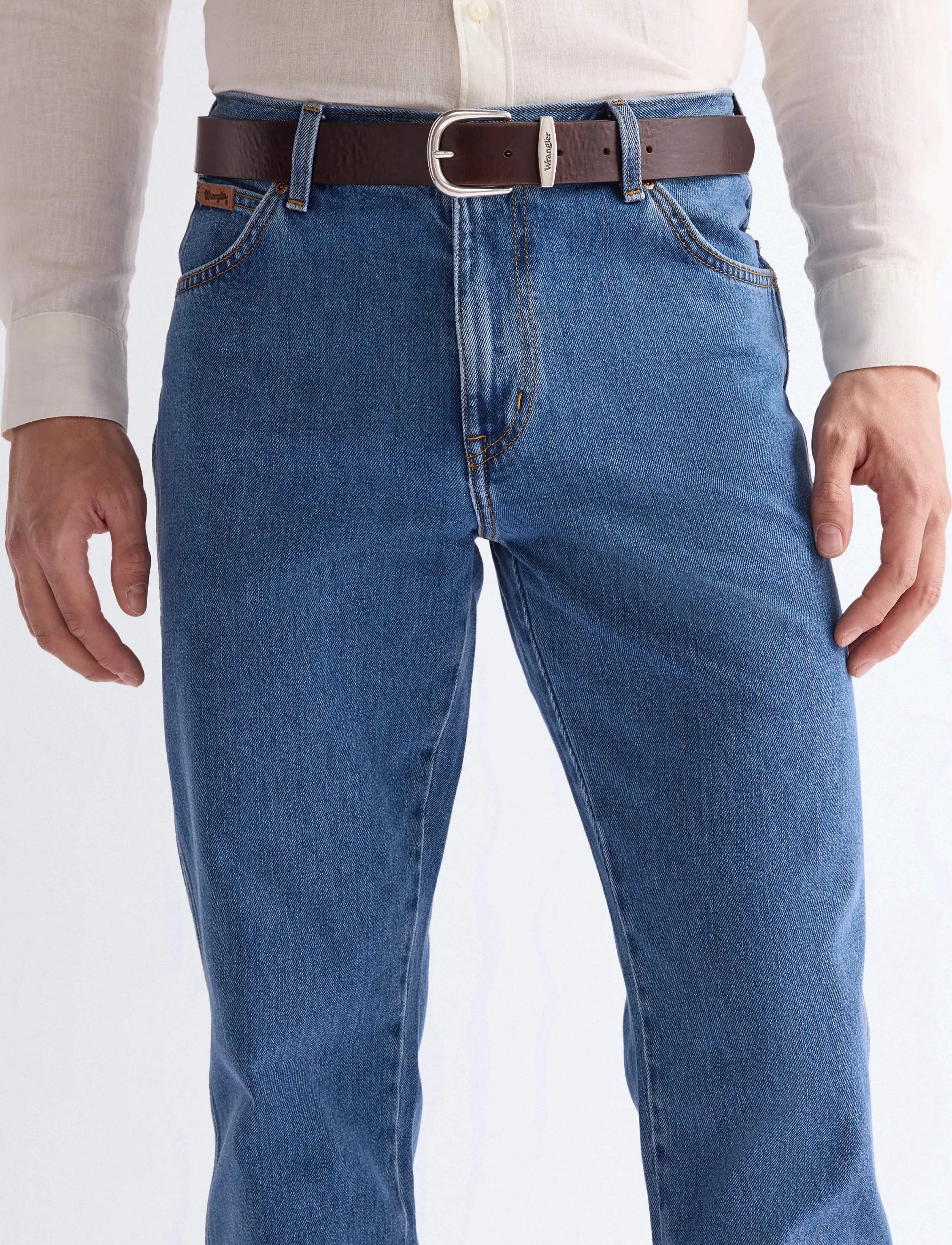 Wrangler Easy Belt, Mænd, Læderbælte, Brun, Str: 110