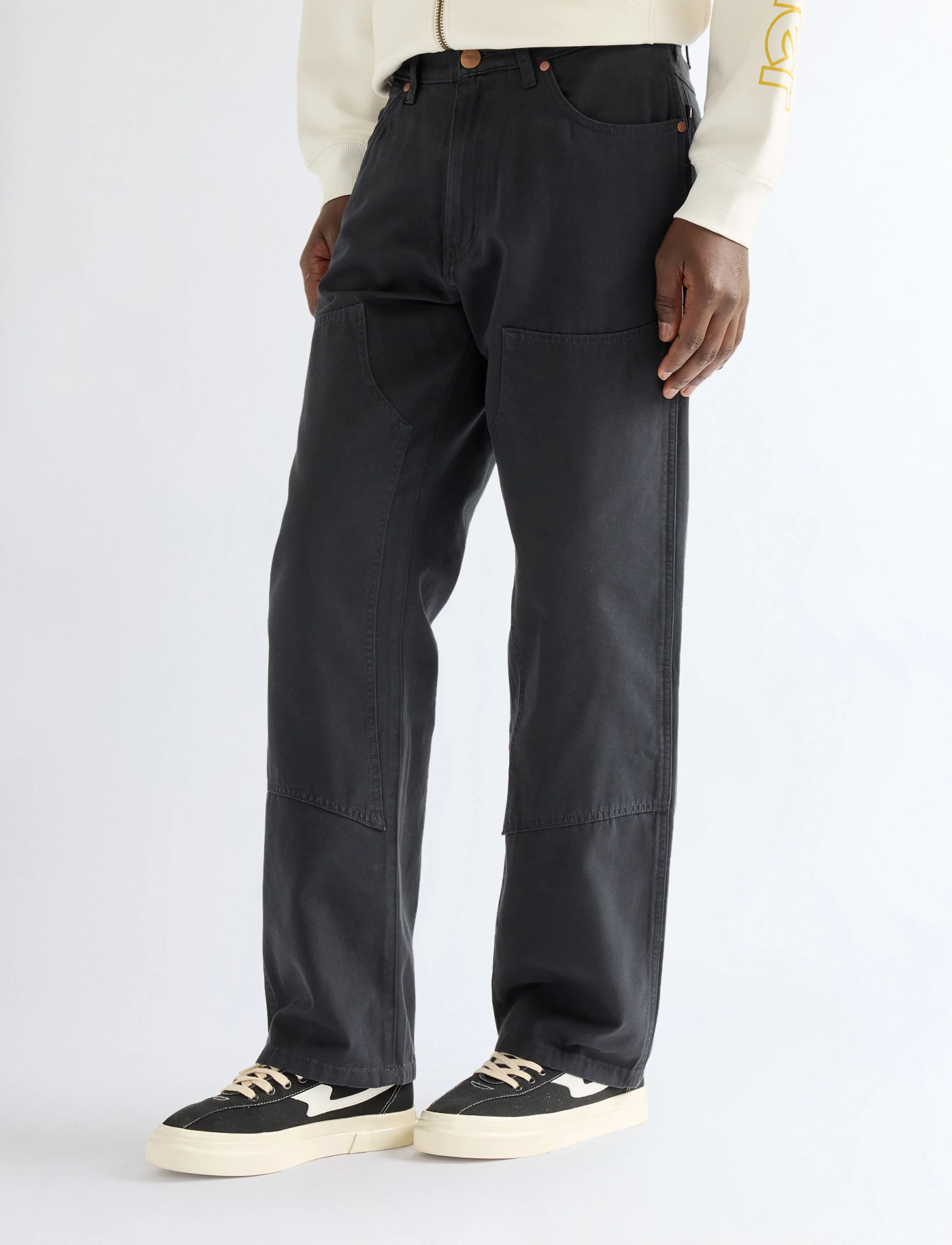 Wrangler Double Knee Carpenter, Mænd, Dobbelt Knæ Carpenter Bukser, Sort, Str: 30 x 34