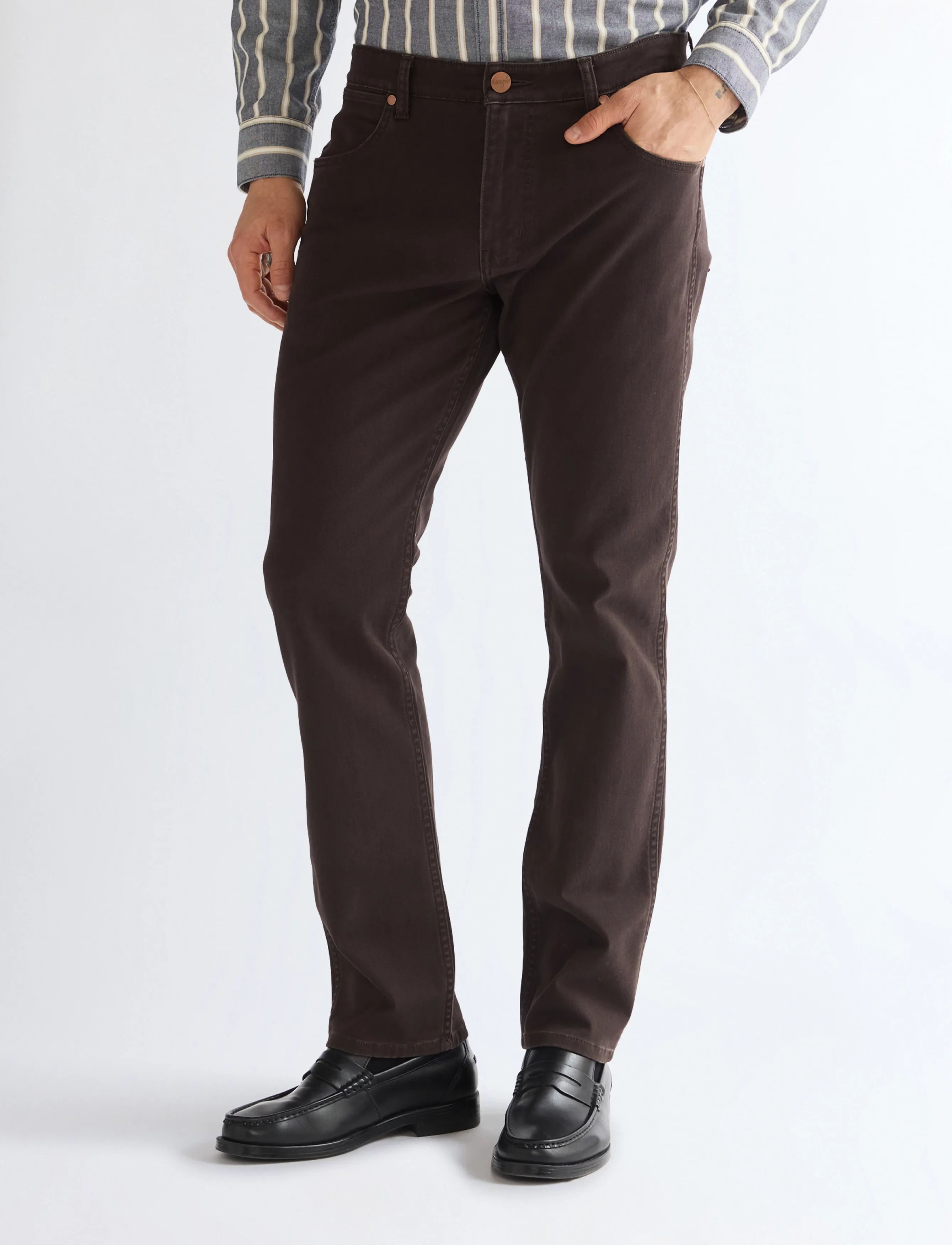 Wrangler Greensboro, 33 x 34, Brown, Jeans > Almindelige, Herre