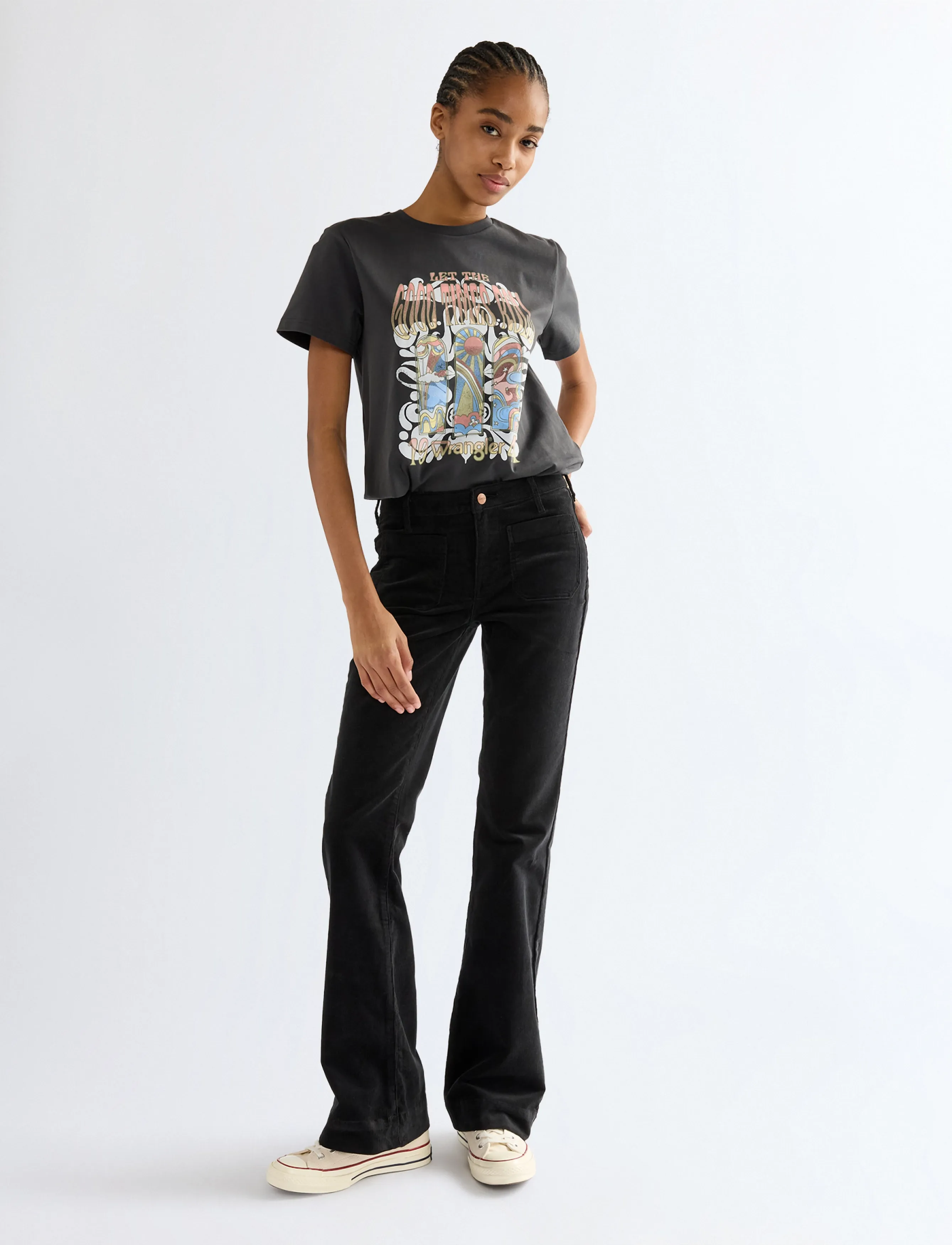 Wrangler - FLARE - alt eriti laia säärega teksad - jet black - 3