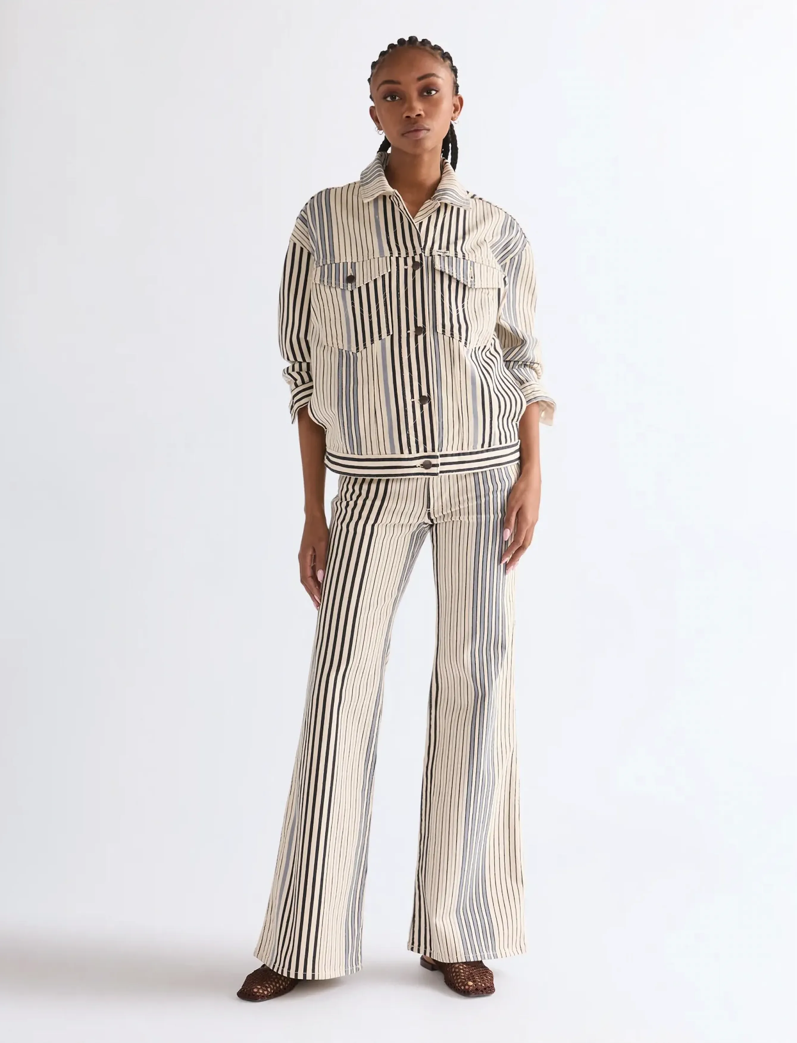 Wrangler - 70S FLARE - schlaghosen - multi blue stripe - 4