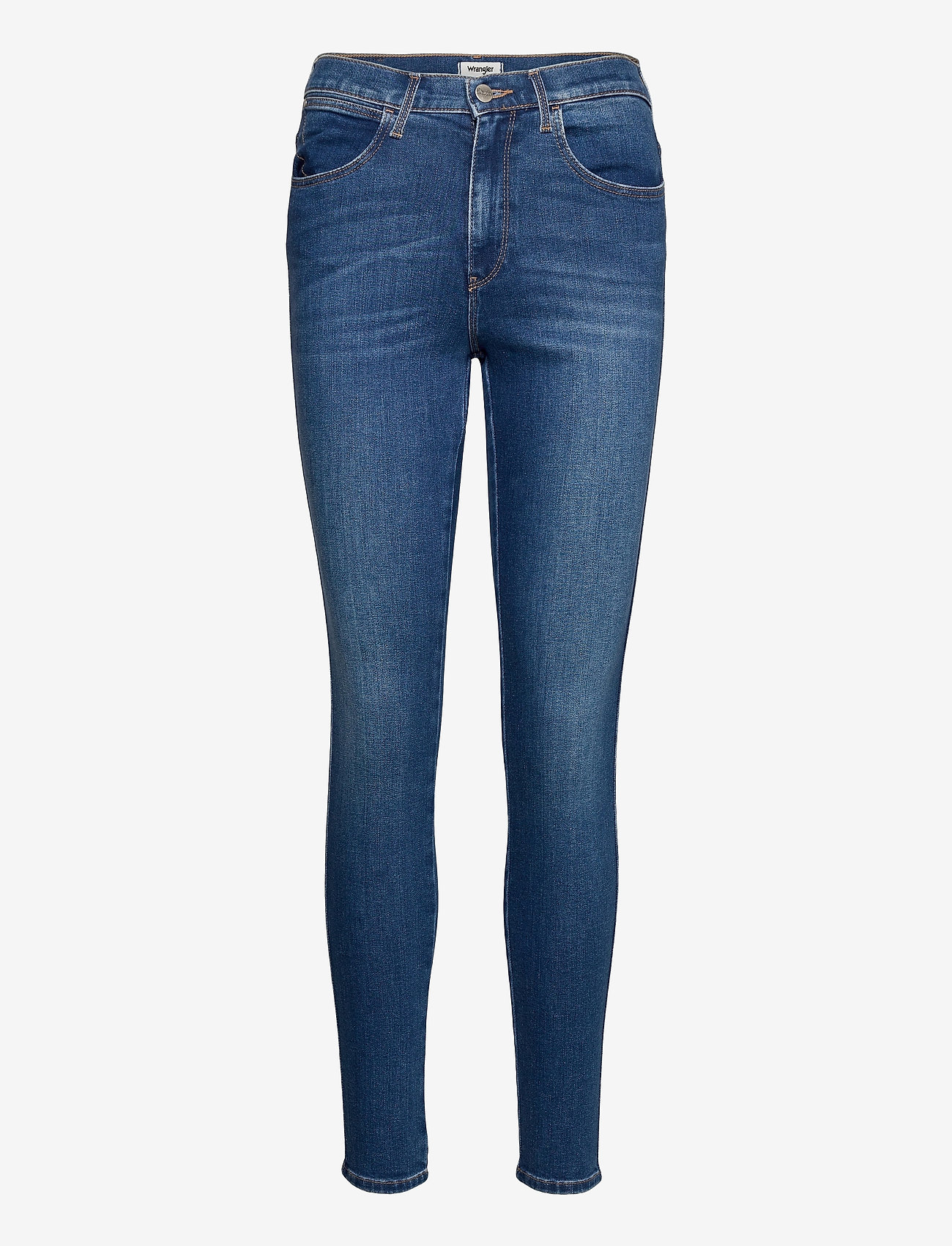 Wrangler - HIGH RISE SKINNY - džinsa bikses ar šaurām starām - mid indigo - 0