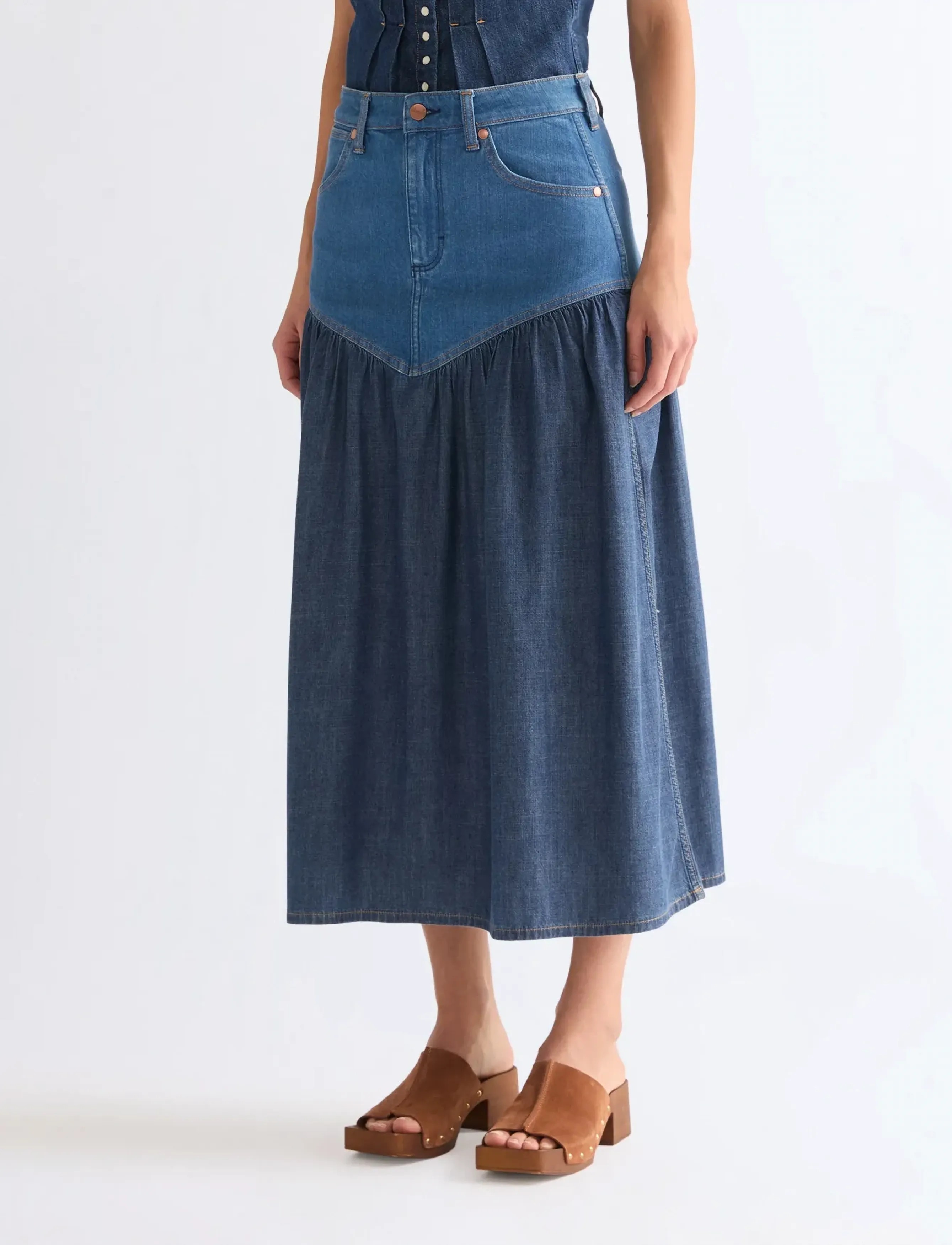 Wrangler BASQUE WAIST SKIRT - Nederdele - LONE RIDER / blue