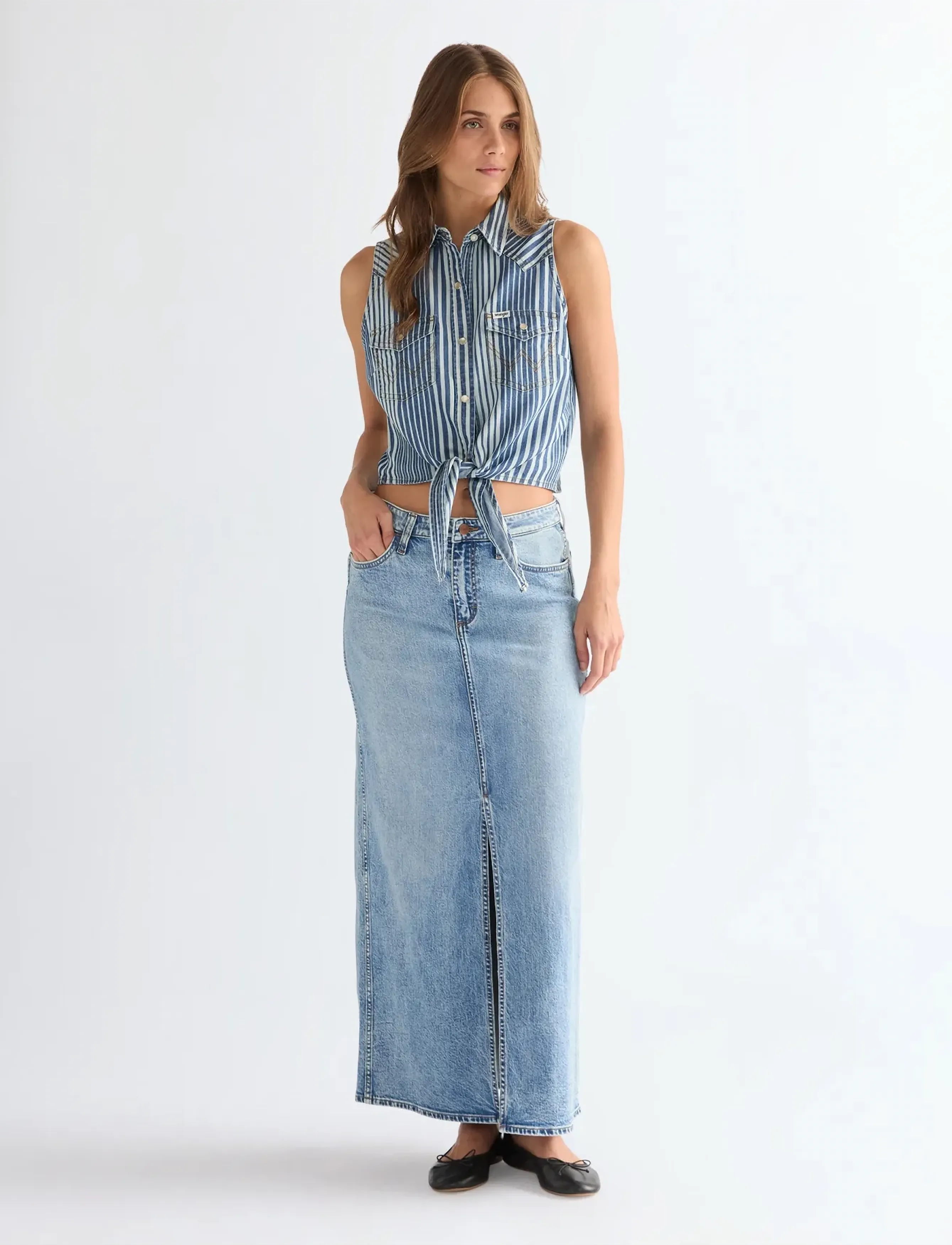Wrangler - MAXI SKIRT - denimnederdele - bubbly - 4