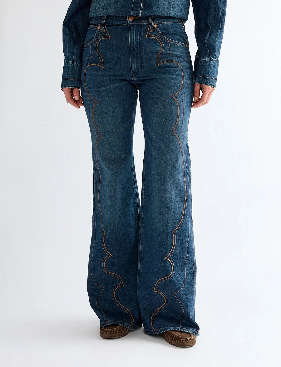Wrangler - WESTERN 70S FLARE - schlaghosen - saloon shadow - 0