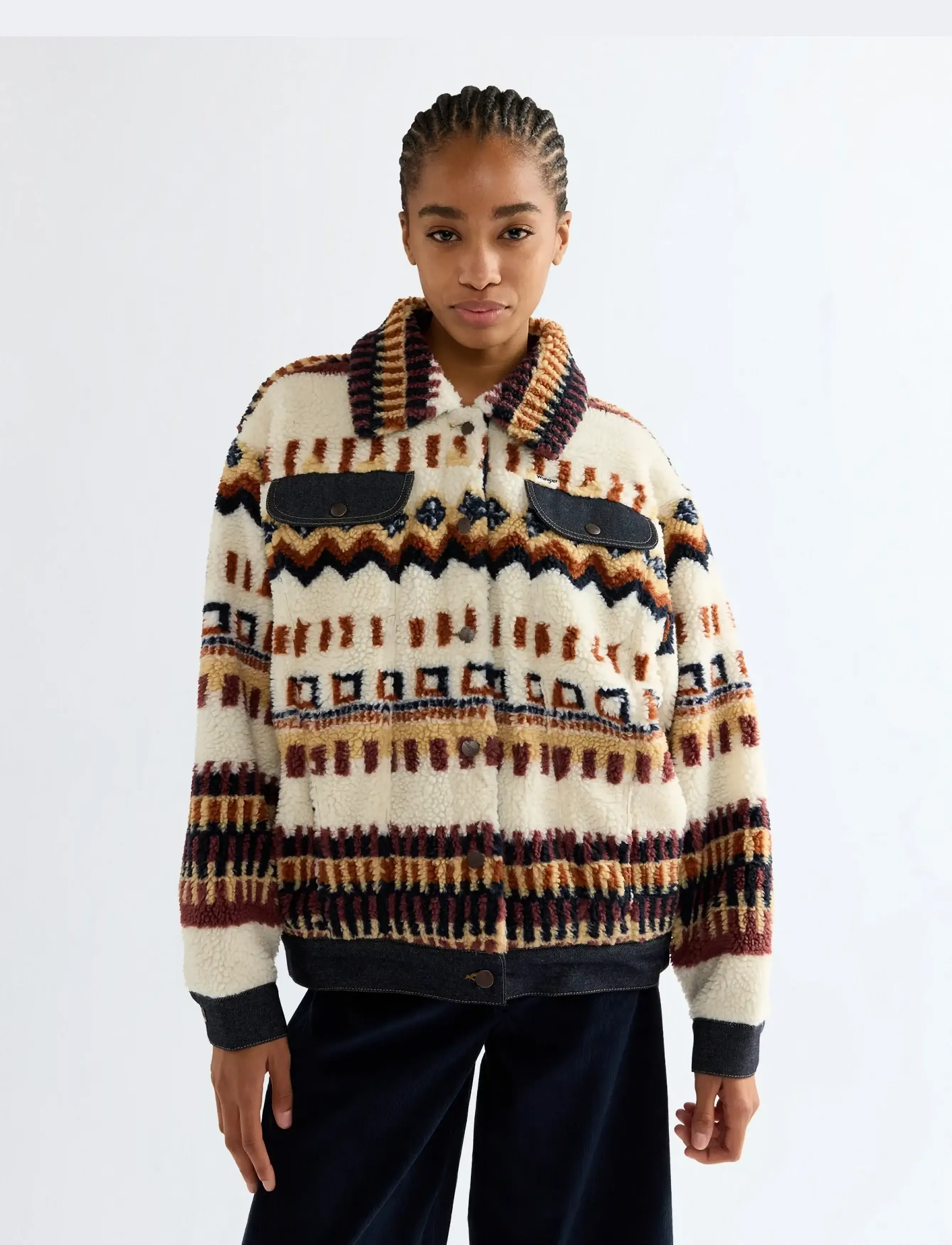 Wrangler SHERPA TRUCKER - Kleidung - FUN FAIRISLE / cream