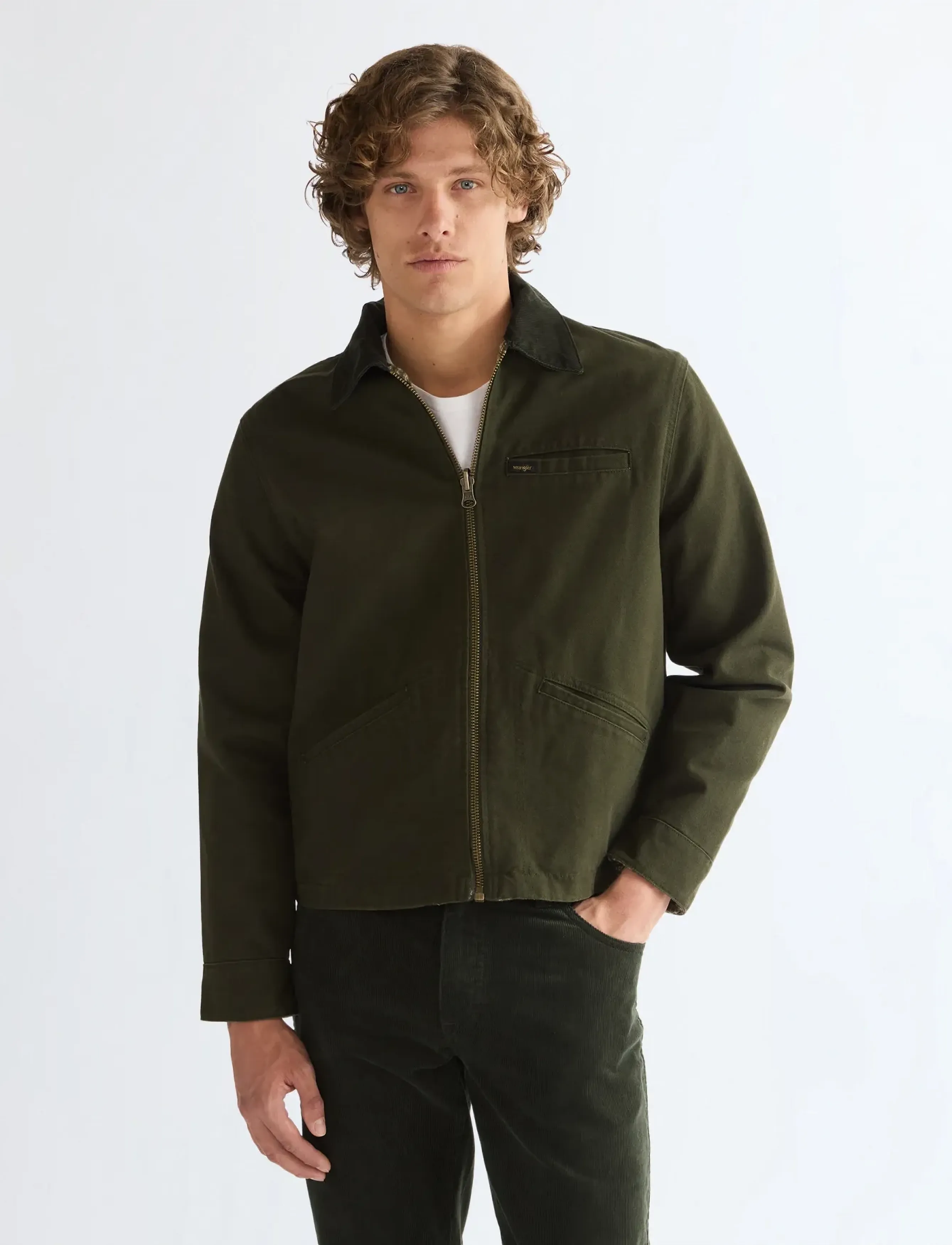 Wrangler Utility Jacket, Mænd, Utility Jakke, Kakigrøn, Str: L