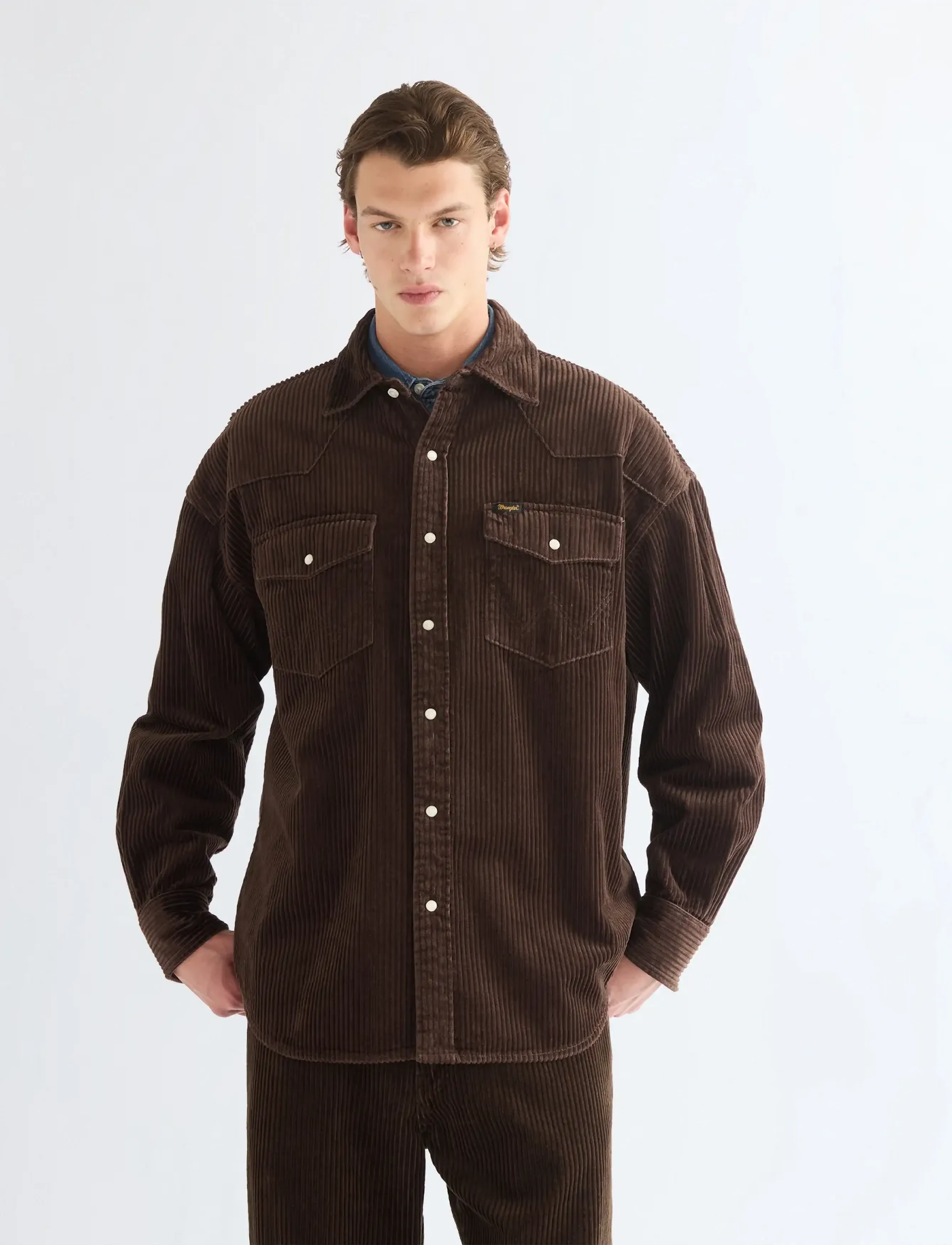 Wrangler Western Shirt, Mænd, Western Skjorte, Brun, Str: L