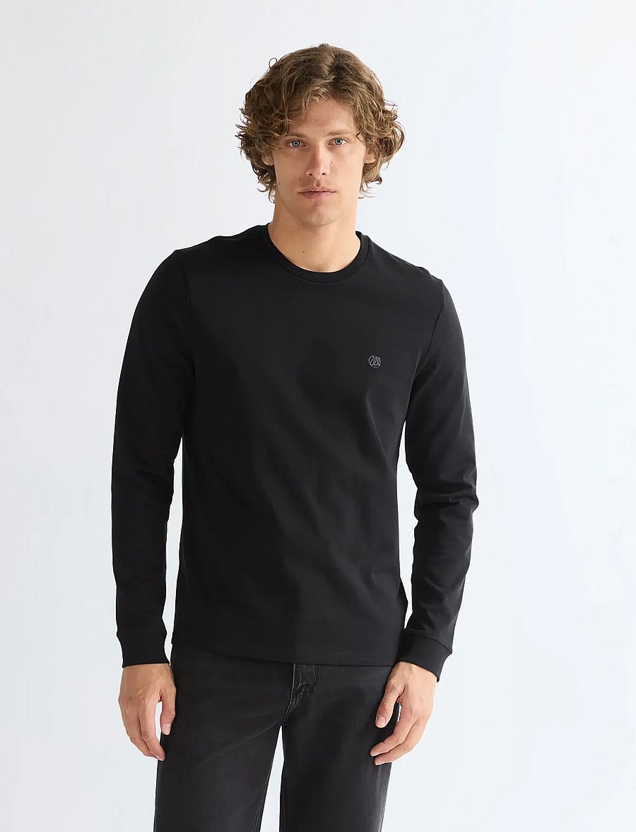 Wrangler - LS TEE - långärmade t-shirts - black beauty - 0