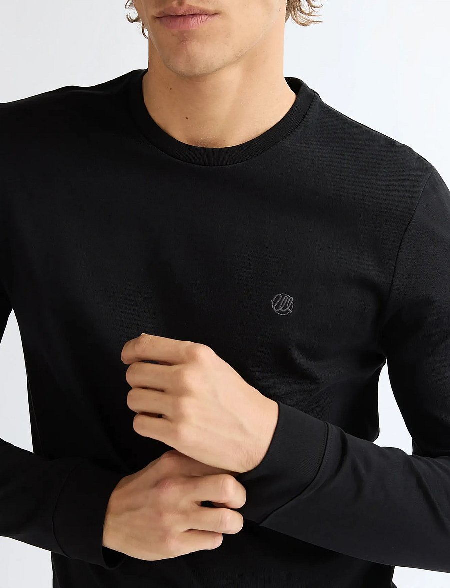 Wrangler - LS TEE - långärmade t-shirts - black beauty - 5